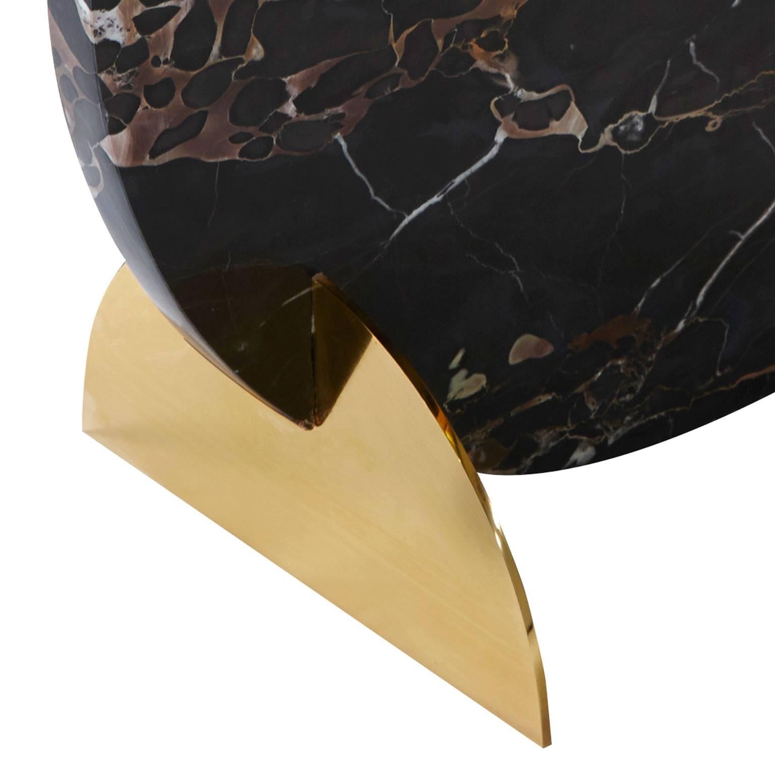 Lunar Full Moon Marble and Brass Side Table, Occasional Table, Bohinc Studio In New Condition In Holland, AMSTERDAM