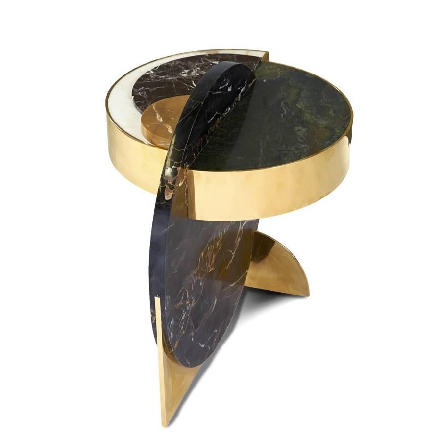 Lunar collection of table furniture takes the sheer glamour of stone into yet another galaxy. Following the design language of Solaris, they take inspiration from the planets and their orbital movements, featuring highly-figured, richly-coloured