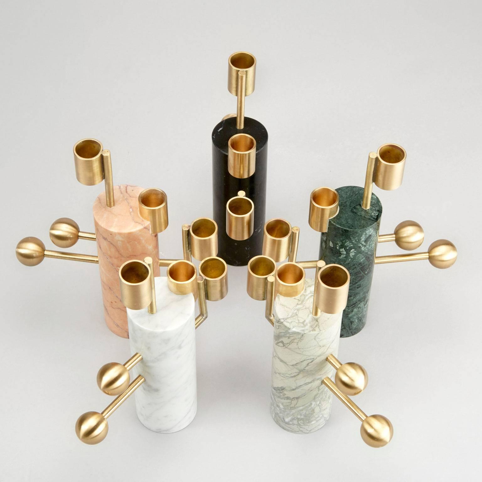 A beautiful union of brass and marble, the ‘Stargazer’ candle holders are inspired by orreries, mechanical models of the solar system used since classical times. Available in two designs, these candlesticks have a powerful sculptural presence far