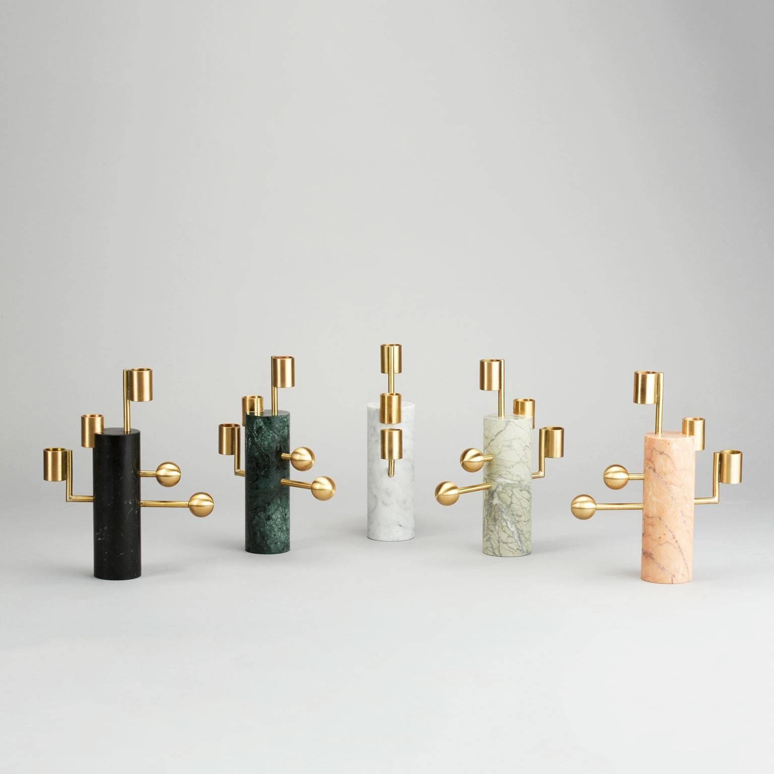 Modern Lara Bohinc, Stargazer Candleholder Multi, Verde Guatemala and Brass, In Stock