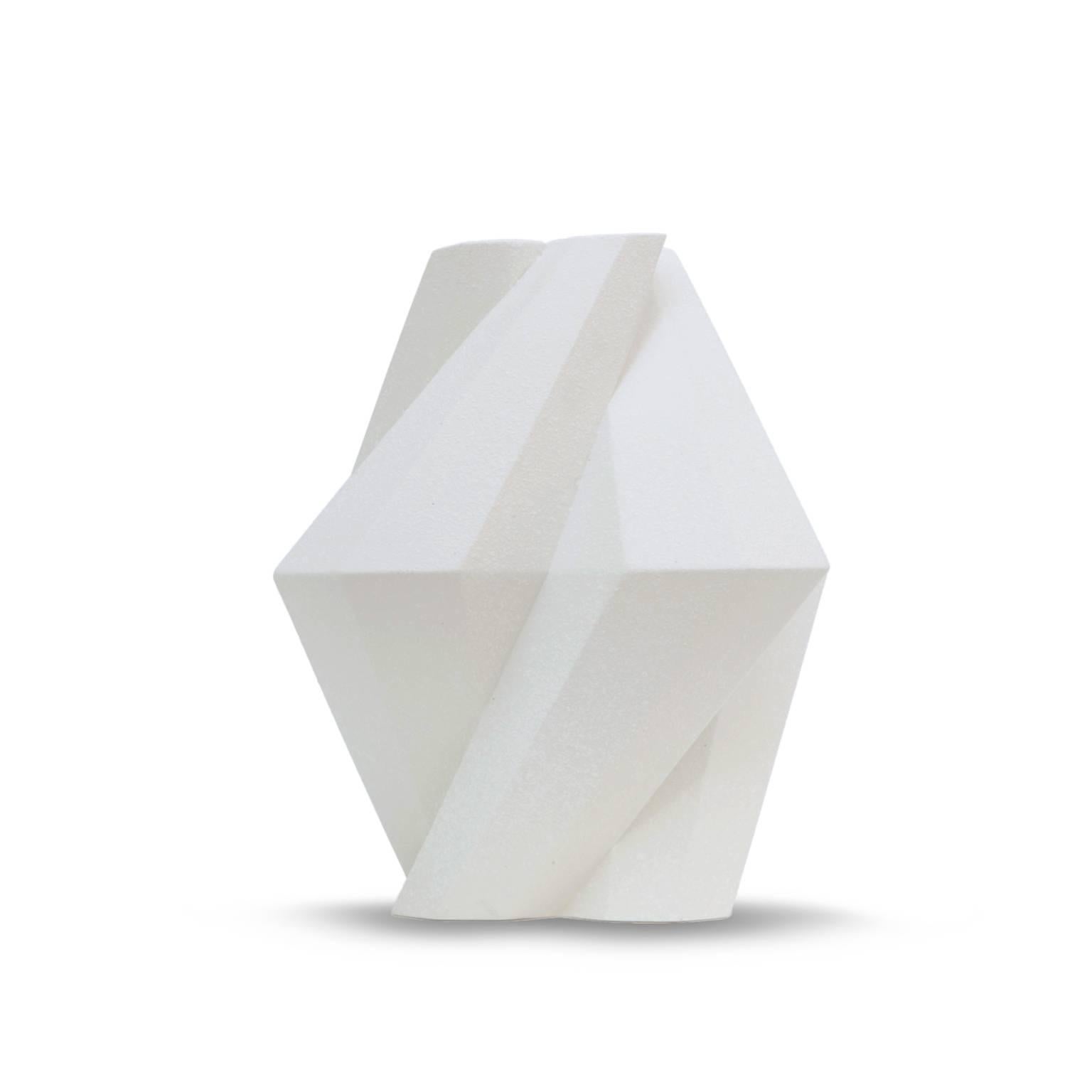 British Lara Bohinc, Fortress Pillar Vase, White Crackle Ceramic
