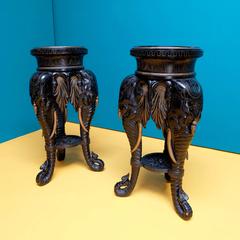 Pair of Late 19th Century Elephant Motif Plinths