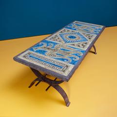 1950s Enameled Stone Coffee Table