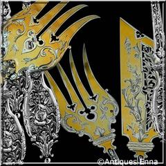 Labat French All Sterling Silver Gold Fish Servers Two-Piece Musical Instruments