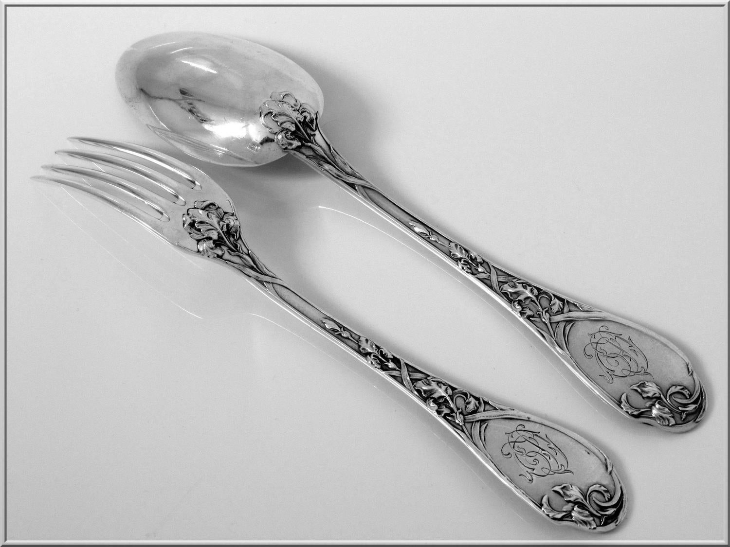 Puiforcat Fabulous French Sterling Silver Dessert Flatware Set 24 Pcs