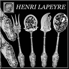 Lapeyre French All Sterling Silver Dessert Hors D'oeuvre Set Four Pc Poppies