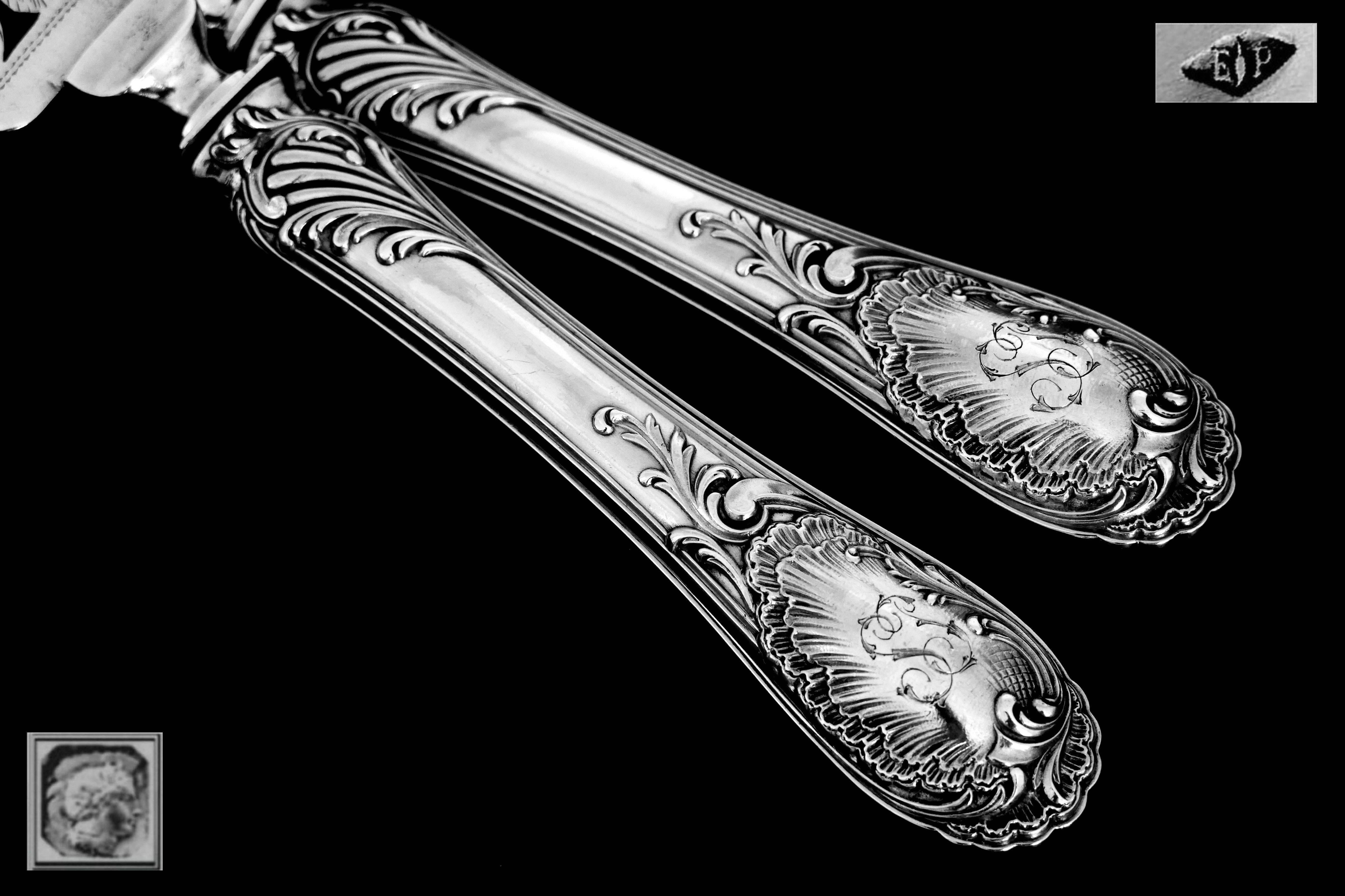 Puiforcat French Sterling Silver Fish Servers, Set of Two Pieces Rococo In Excellent Condition In TRIAIZE, PAYS DE LOIRE