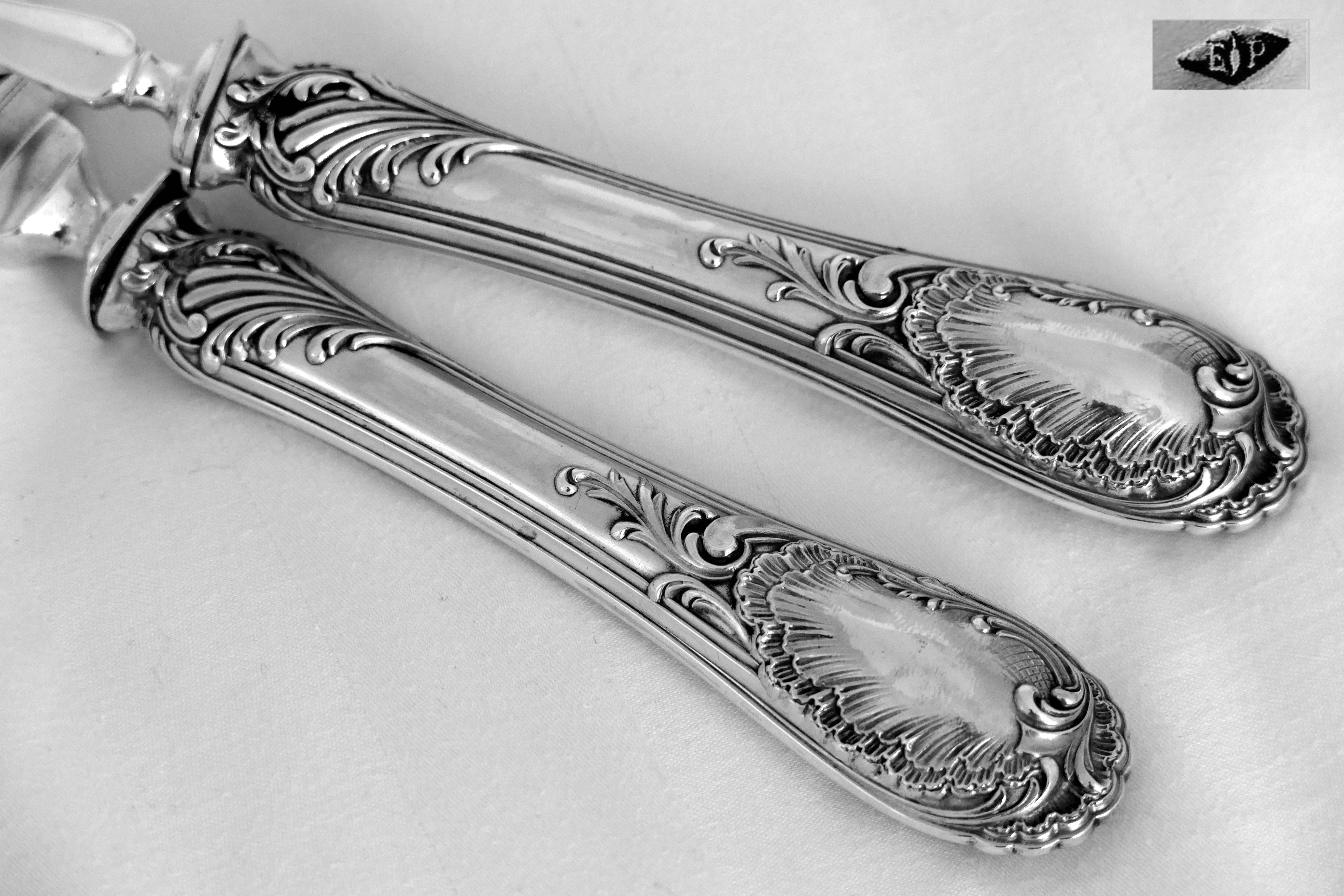 Puiforcat French Sterling Silver Fish Servers, Set of Two Pieces Rococo 1