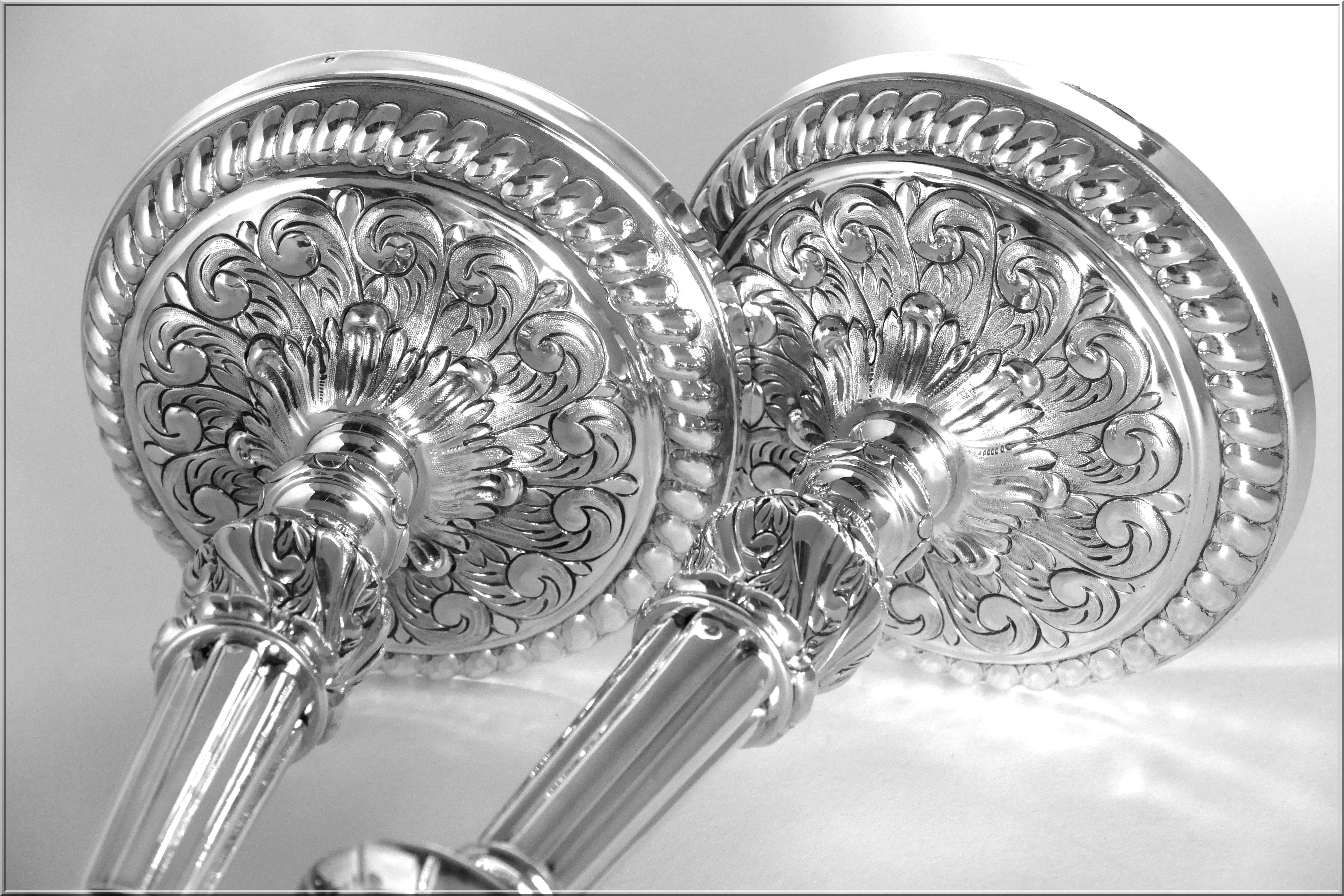 Boivin Imposing French Sterling Silver Candlesticks Pair, Rococo 6
