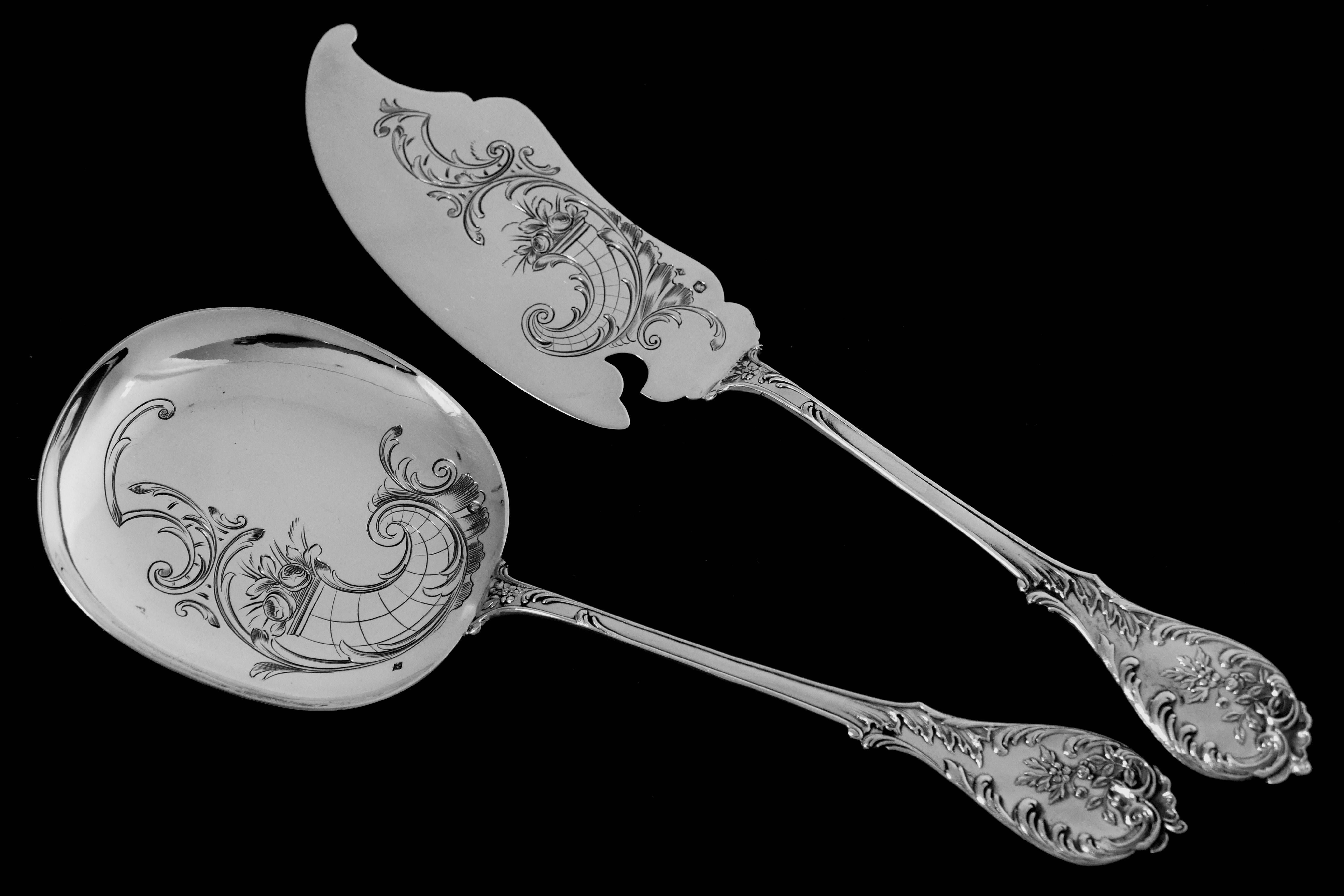 Prost Fabulous French Sterling Silver Ice Cream Set Two-Pieces Art Nouveau For Sale 1