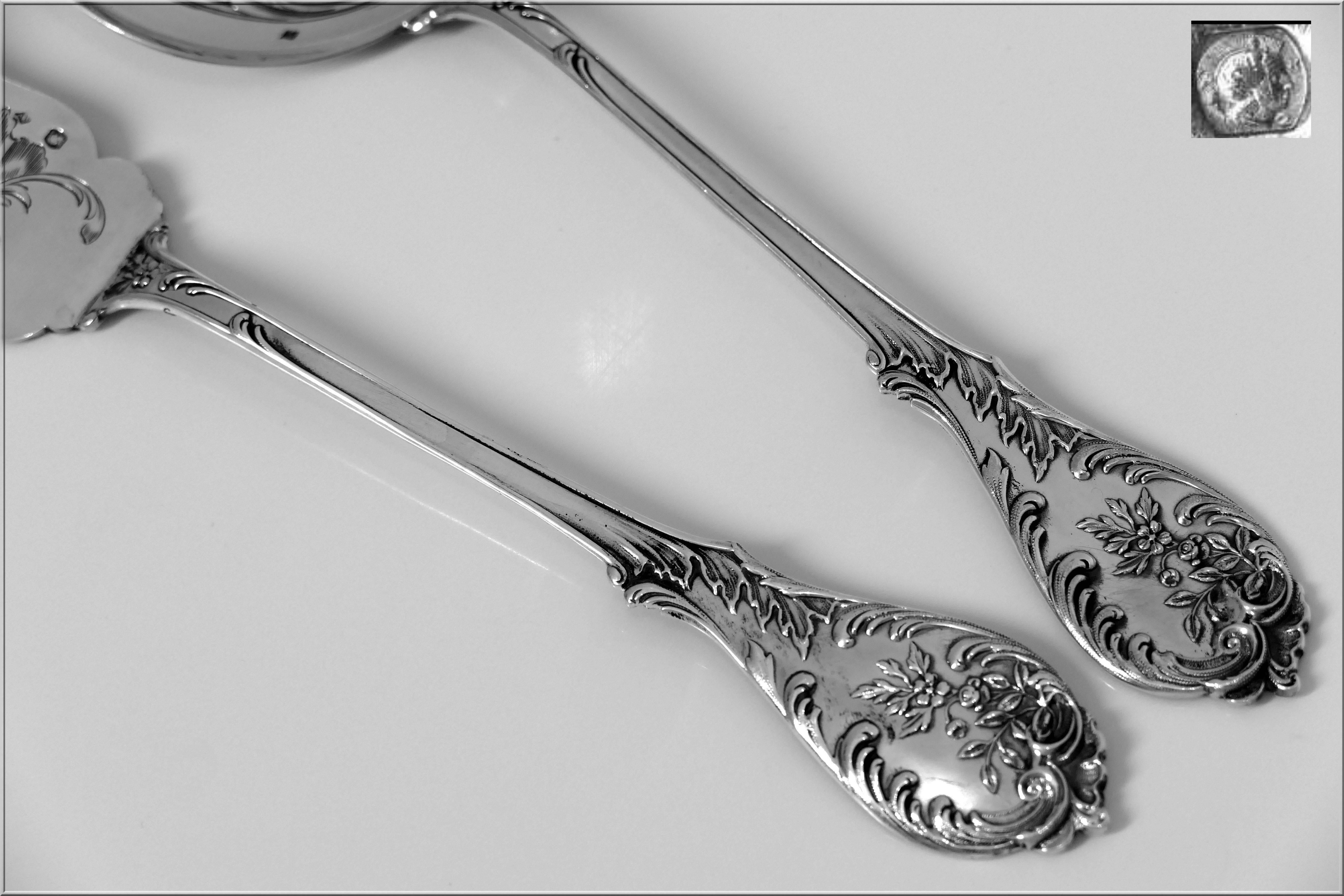 Prost Fabulous French Sterling Silver Ice Cream Set Two-Pieces Art Nouveau In Good Condition For Sale In TRIAIZE, PAYS DE LOIRE