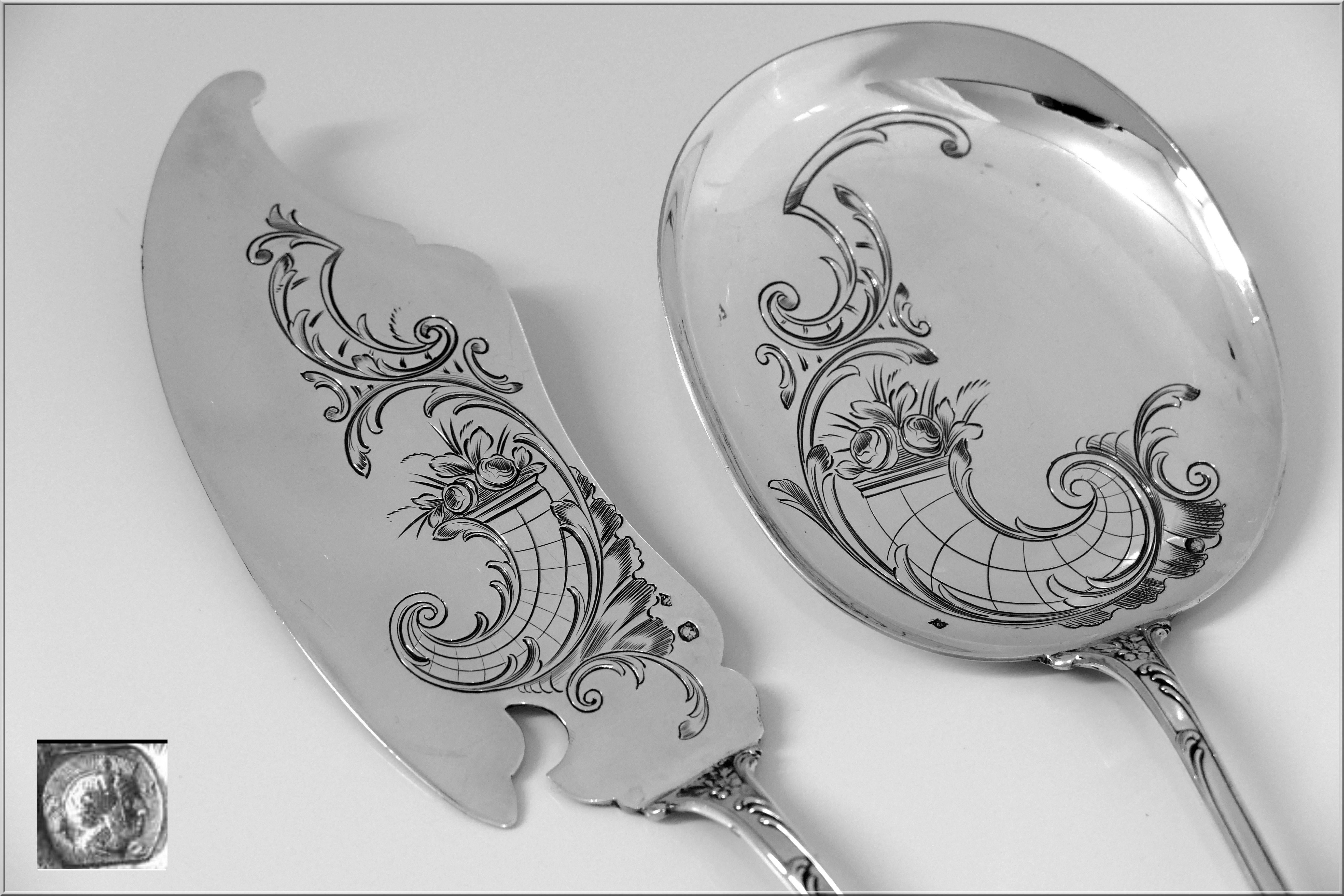 Prost Fabulous French Sterling Silver Ice Cream Set Two-Pieces Art Nouveau For Sale 4