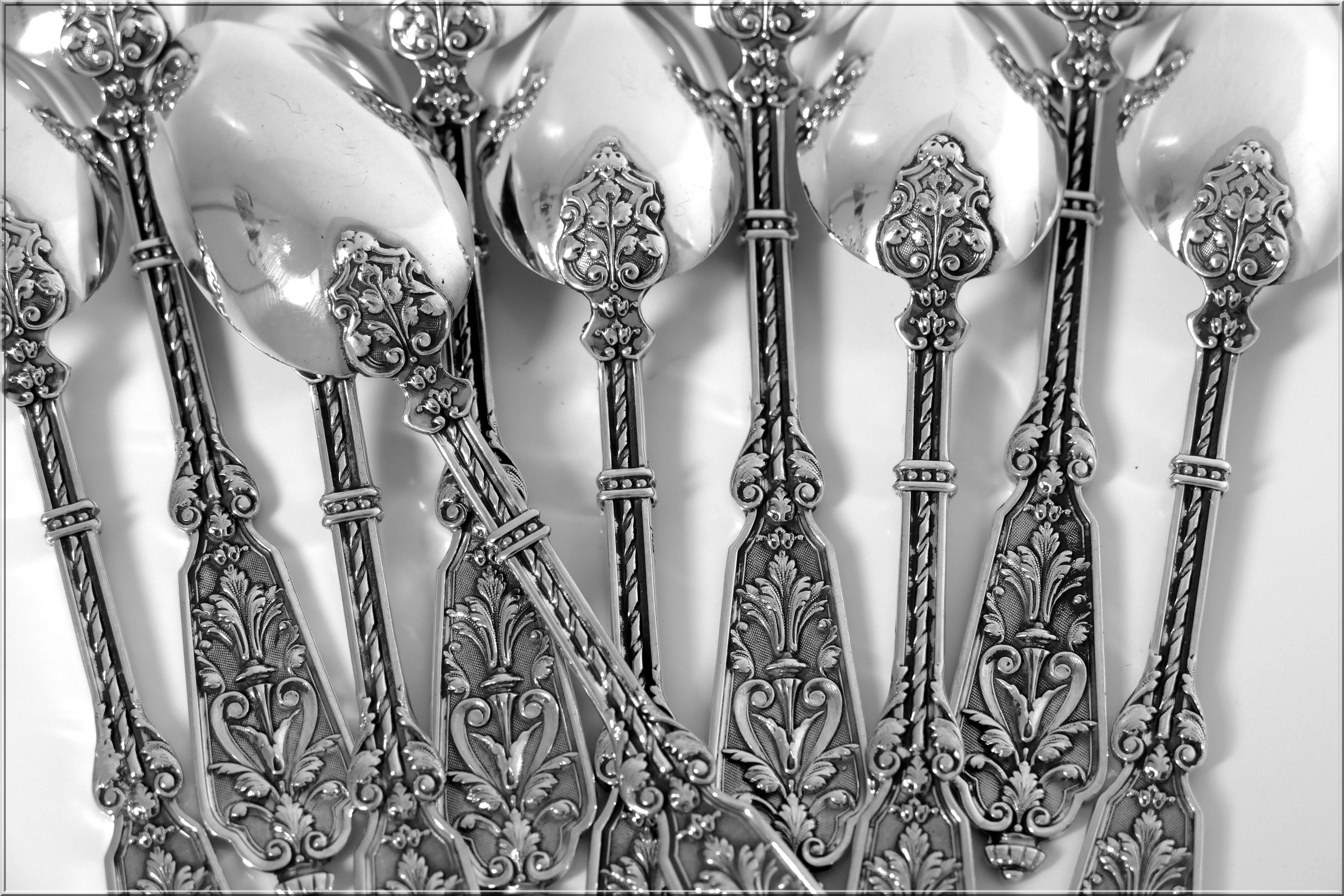 Puiforcat Rare French Sterling Silver Tea/Dessert Spoons Set Renaissance 4