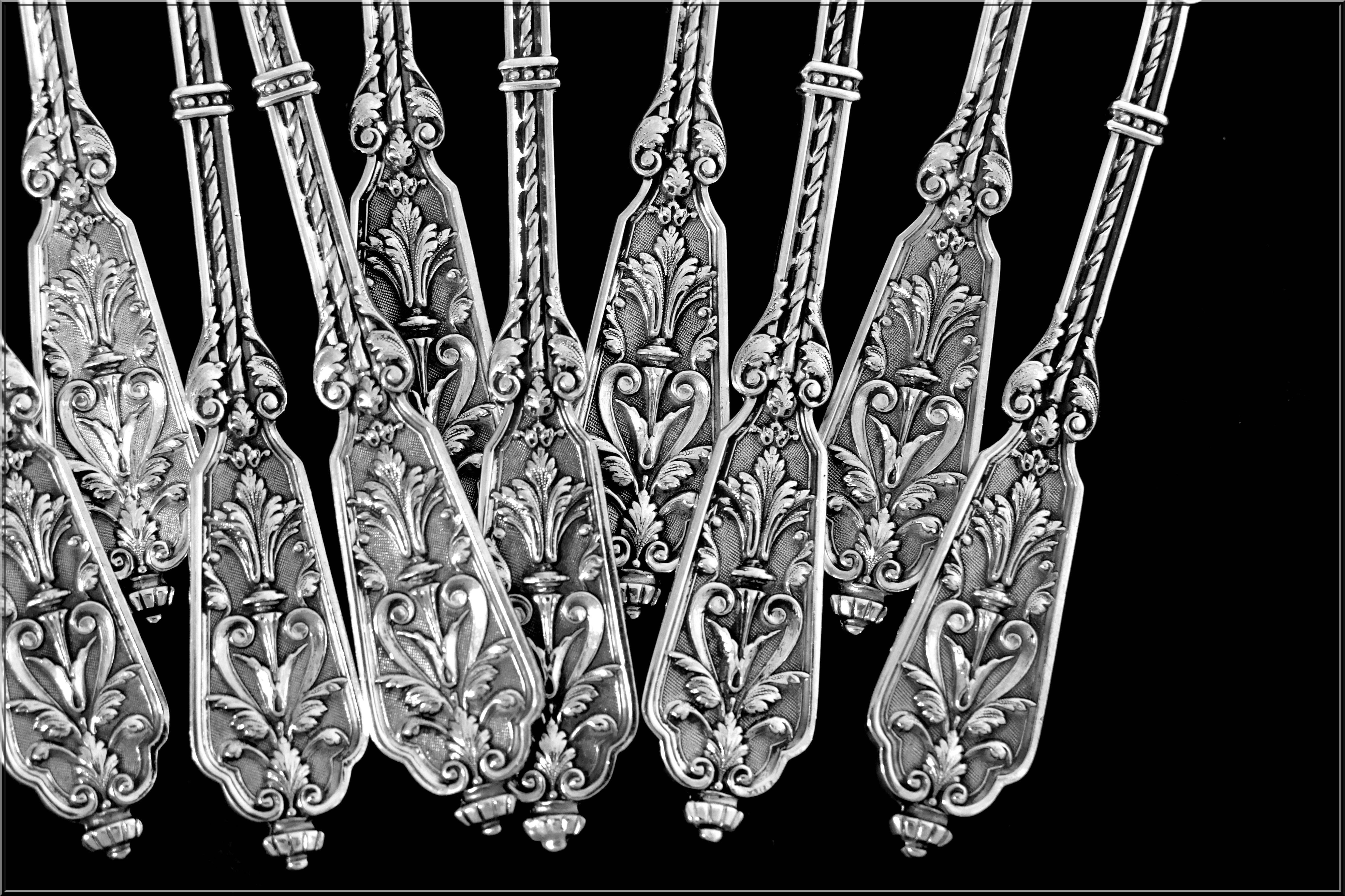 Puiforcat Rare French Sterling Silver Tea/Dessert Spoons Set Renaissance 5