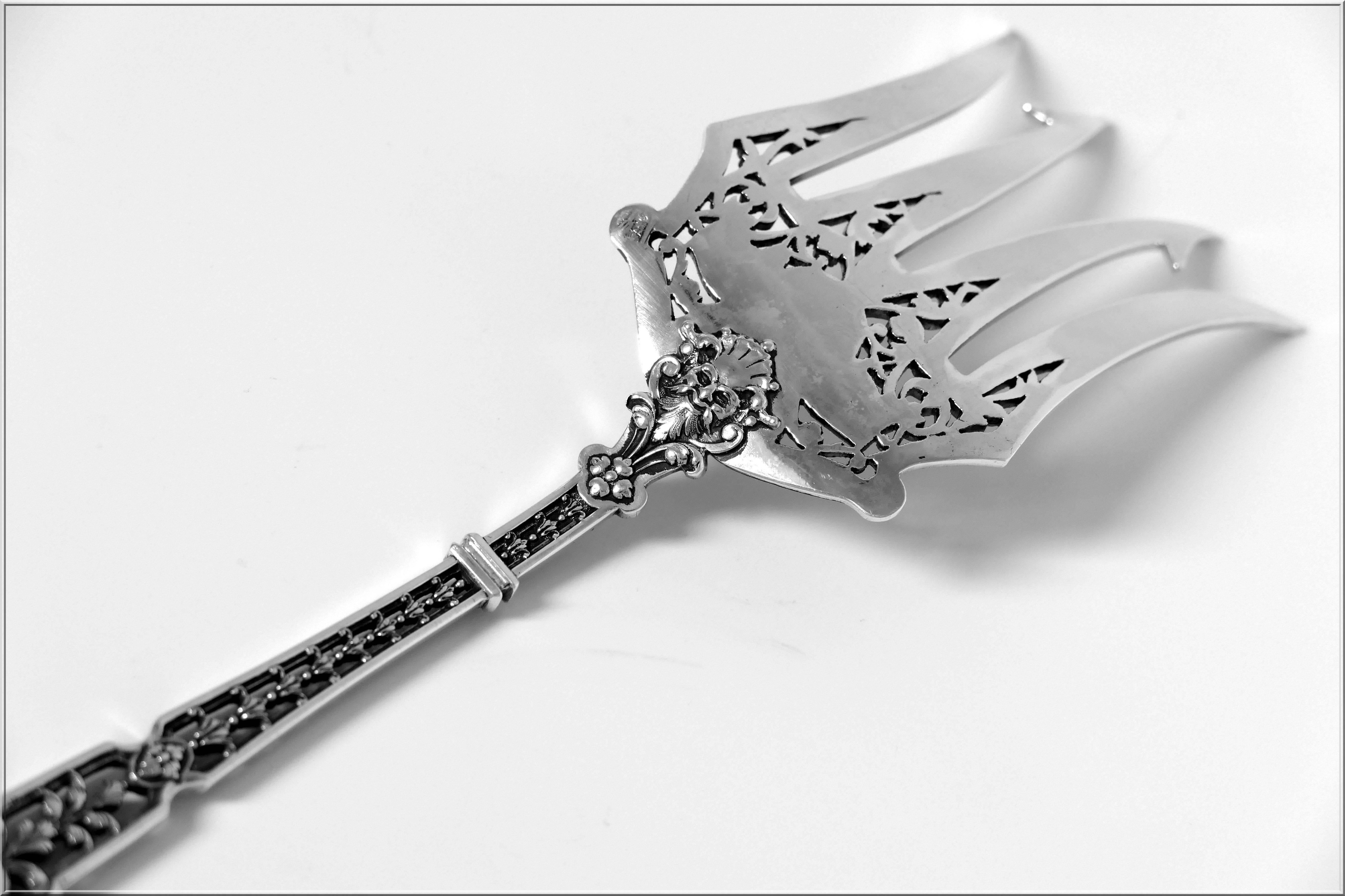 Puiforcat Masterpiece French All Sterling Silver Serving Fork 9