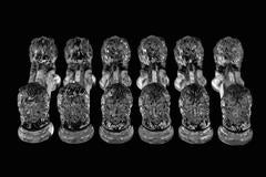 French Crystal Knife Rests Set of Six Pieces Lion's Head Model