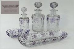Rare Saint Louis Amethyst Crystal Dresser / Vanity Perfume Set of Five Pieces