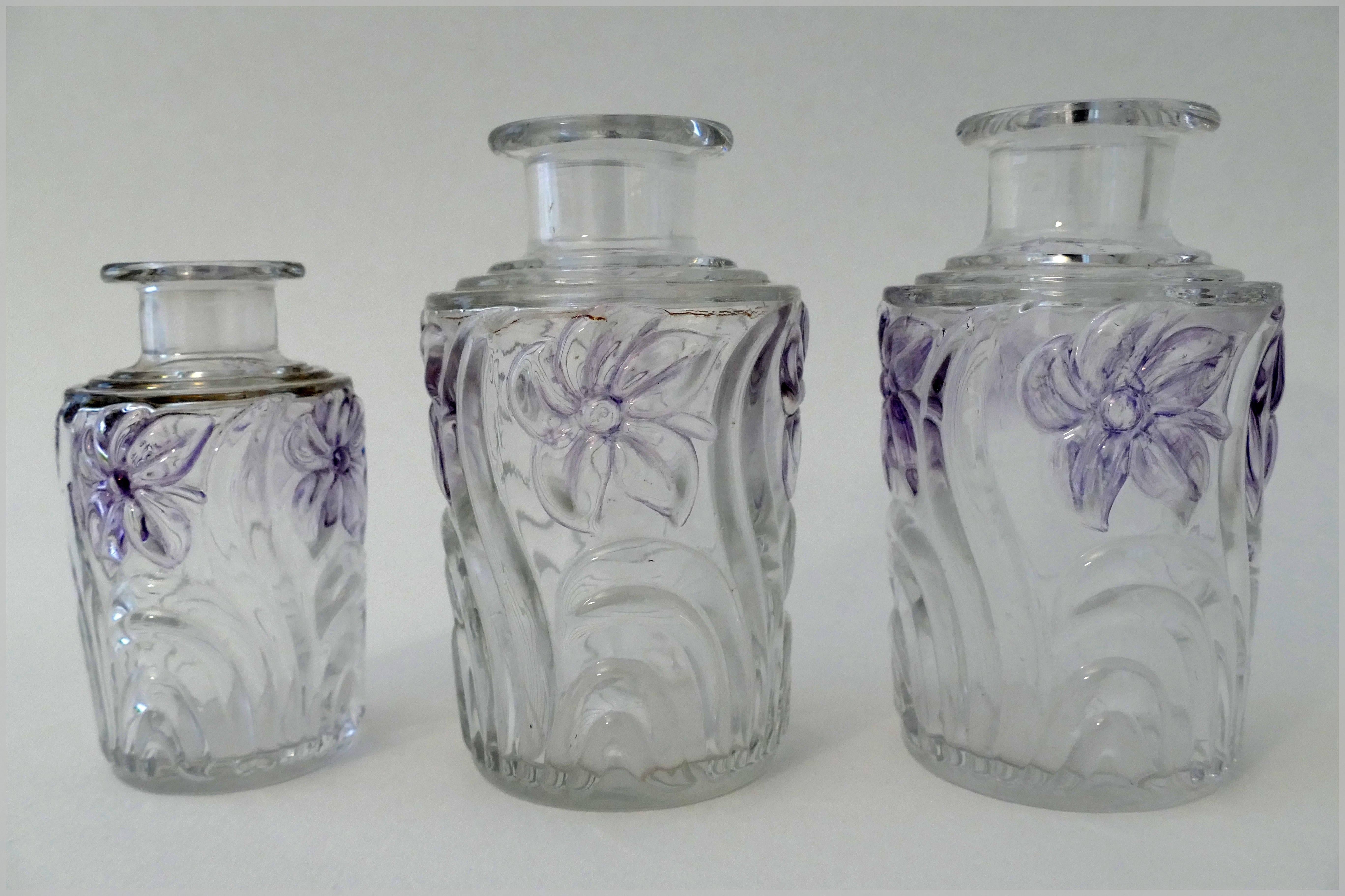 Rare Saint Louis Amethyst Crystal Dresser / Vanity Perfume Set of Five Pieces 3