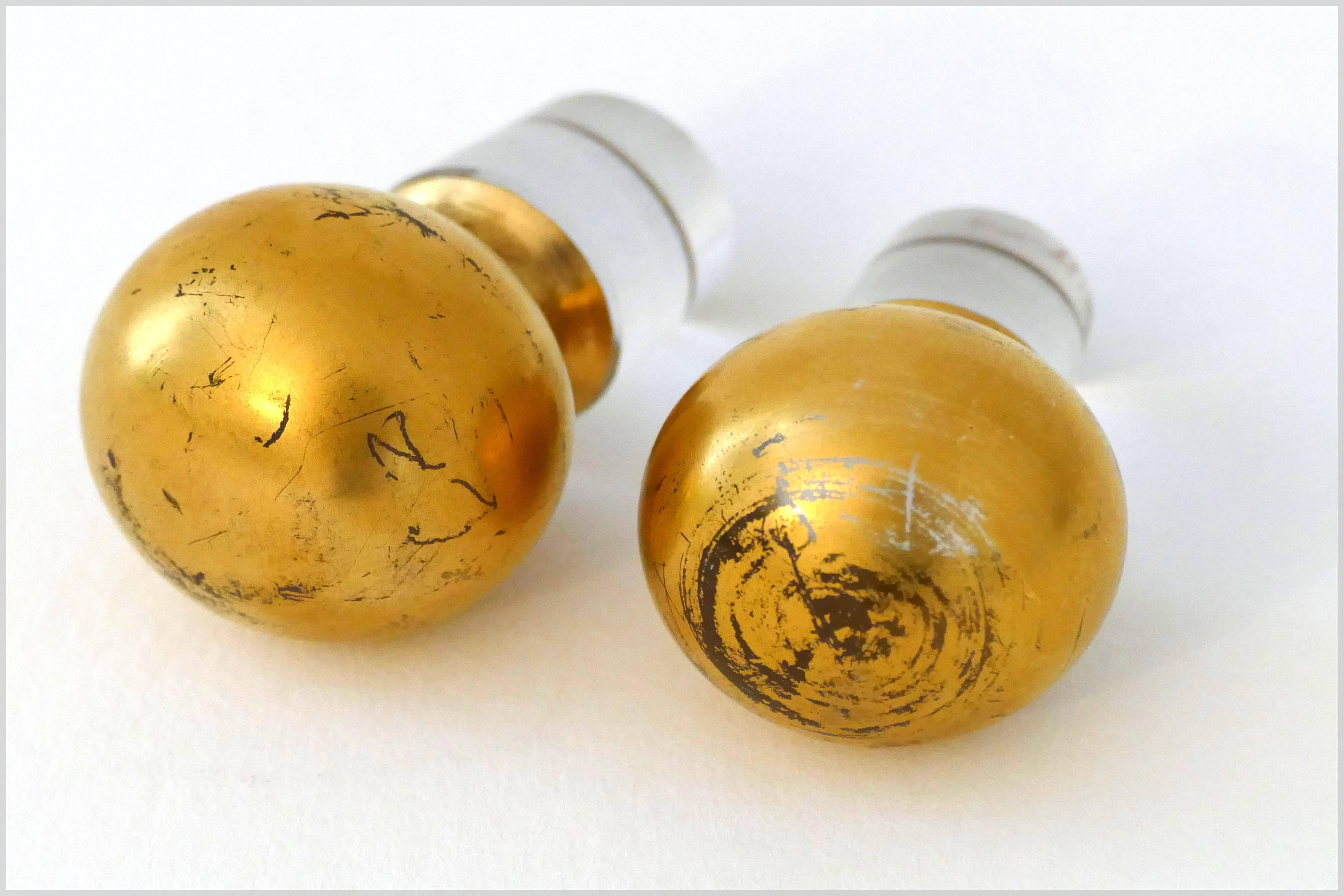 French Rare Baccarat Gold Enamel Crystal Dresser / Vanity Perfume Set For Sale