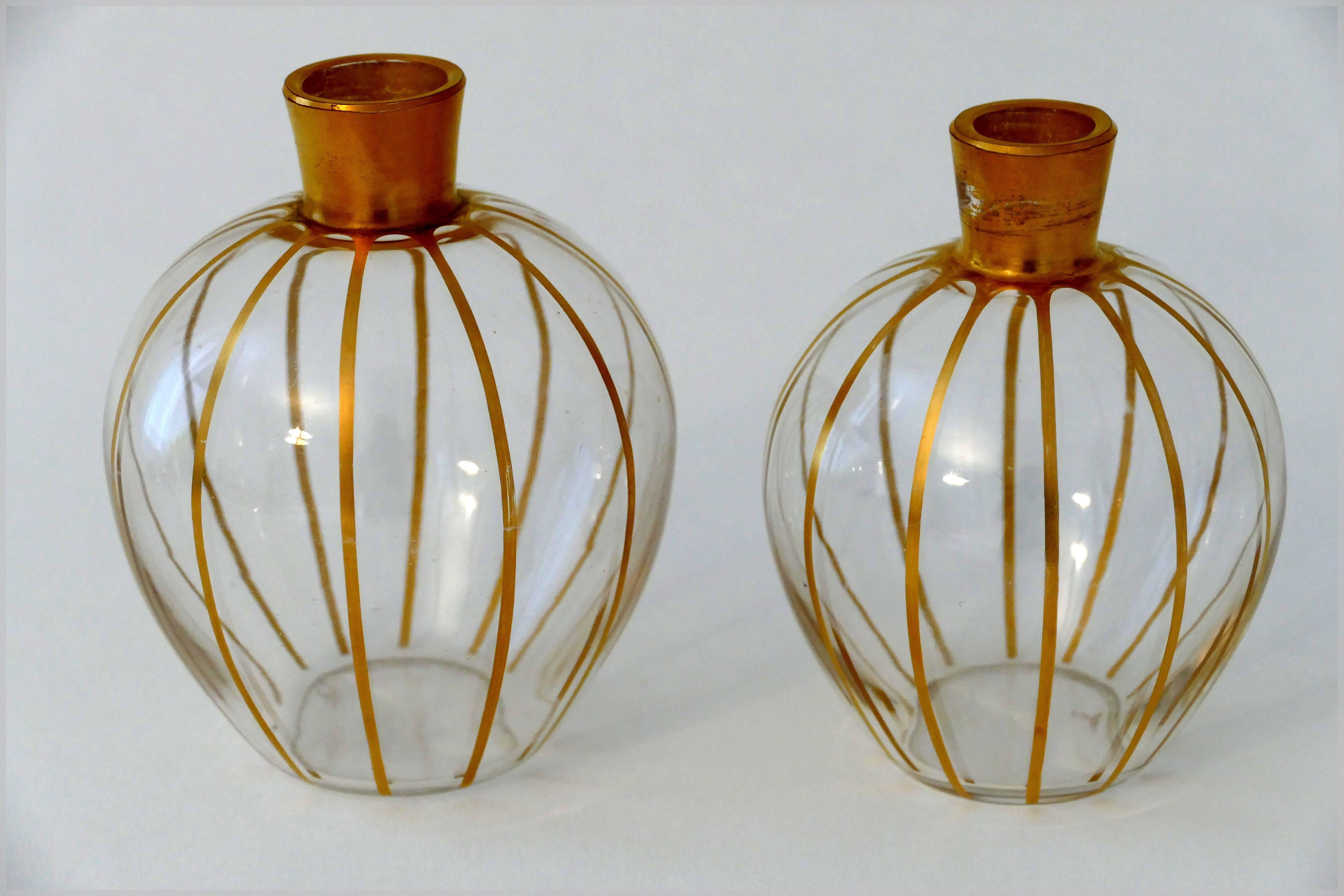 Mid-20th Century Rare Baccarat Gold Enamel Crystal Dresser / Vanity Perfume Set For Sale