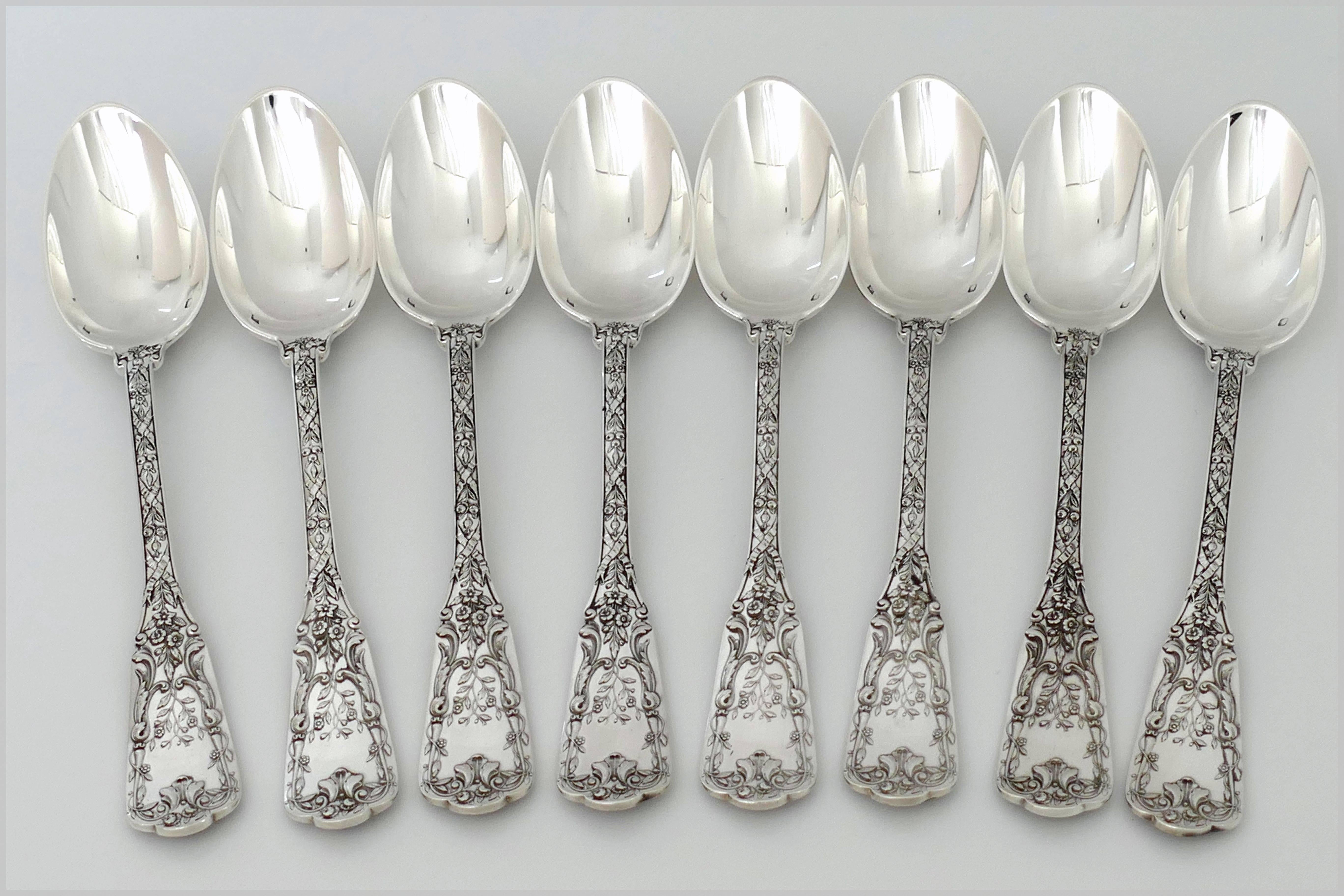 Cardeilhac French Sterling Silver 18K Gold Dessert Entremet Spoons Set  1