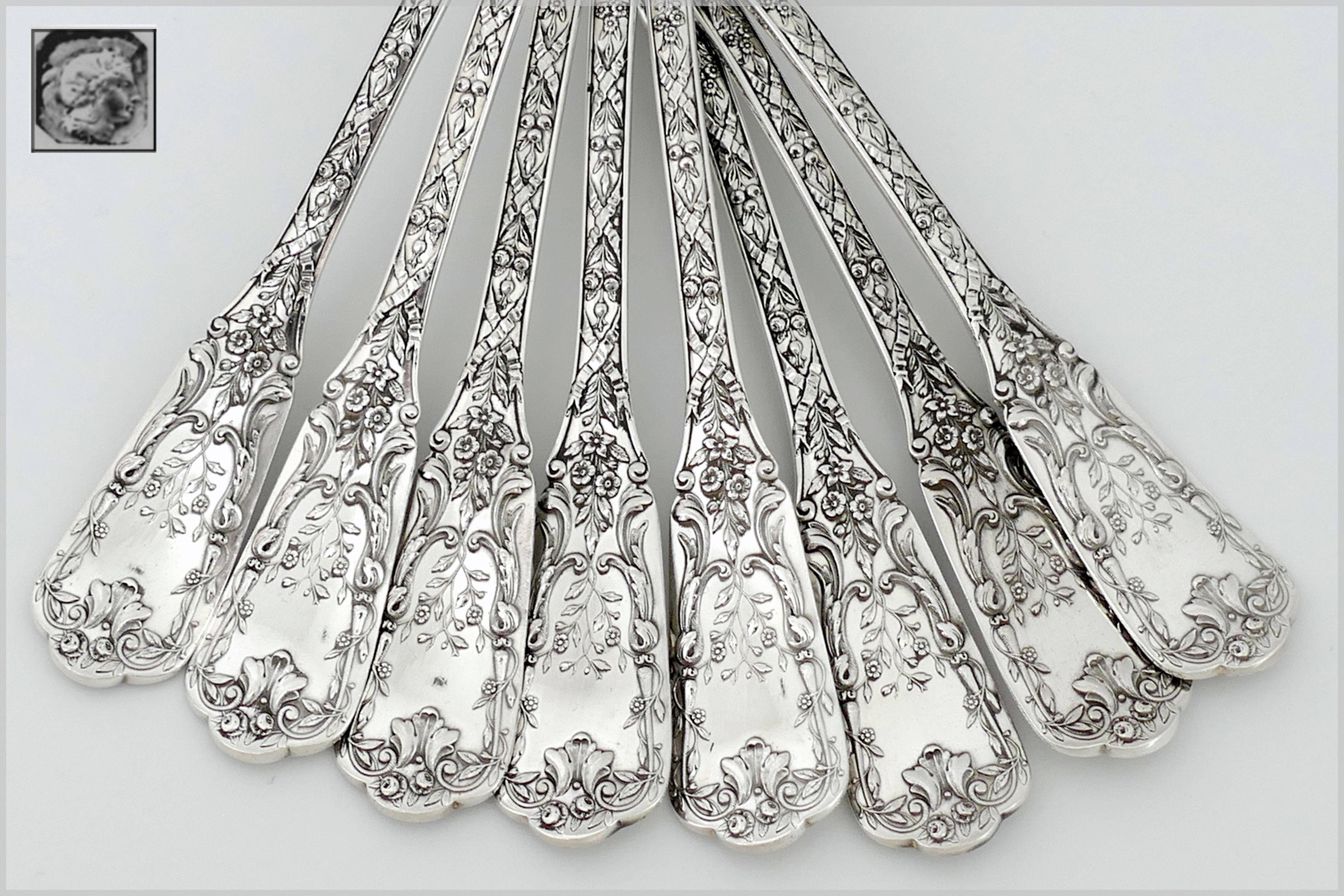 Cardeilhac French Sterling Silver 18K Gold Dessert Entremet Spoons Set  In Excellent Condition In TRIAIZE, PAYS DE LOIRE