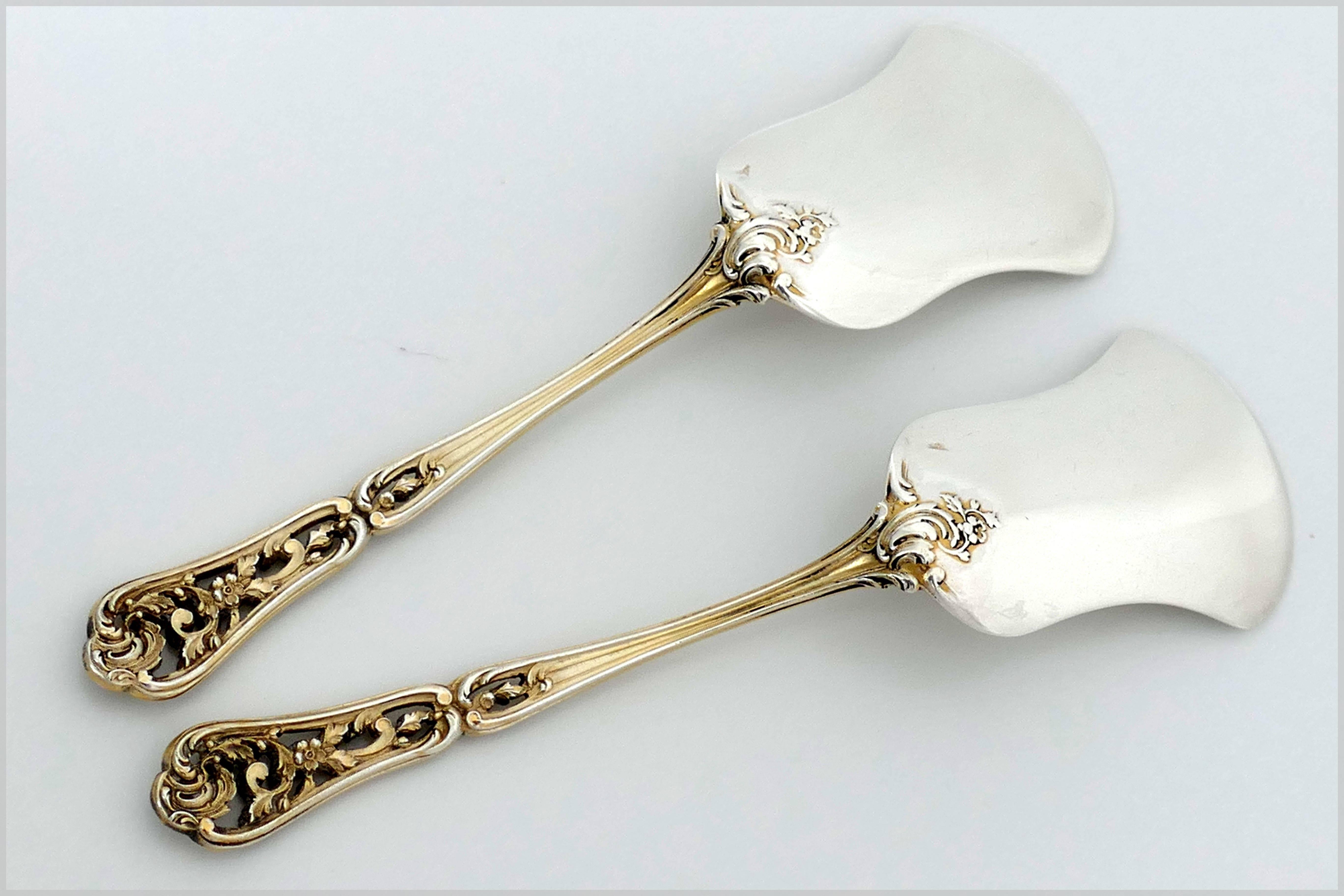 Late 19th Century Cardeilhac French Sterling Silver 18-Karat Gold Dessert Hors D'oeuvre Set Box For Sale