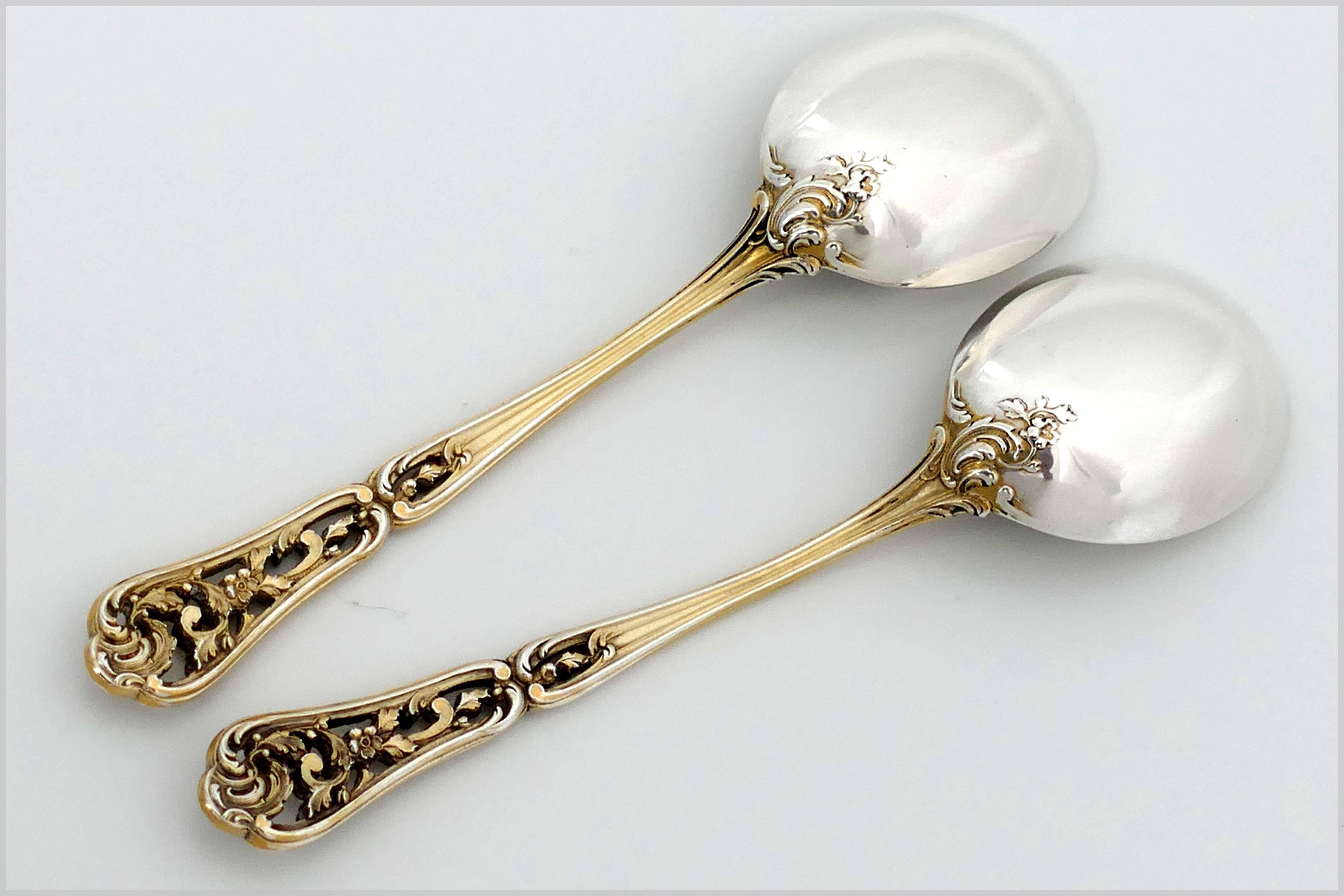 Cardeilhac French Sterling Silver 18-Karat Gold Dessert Hors D'oeuvre Set Box For Sale 2