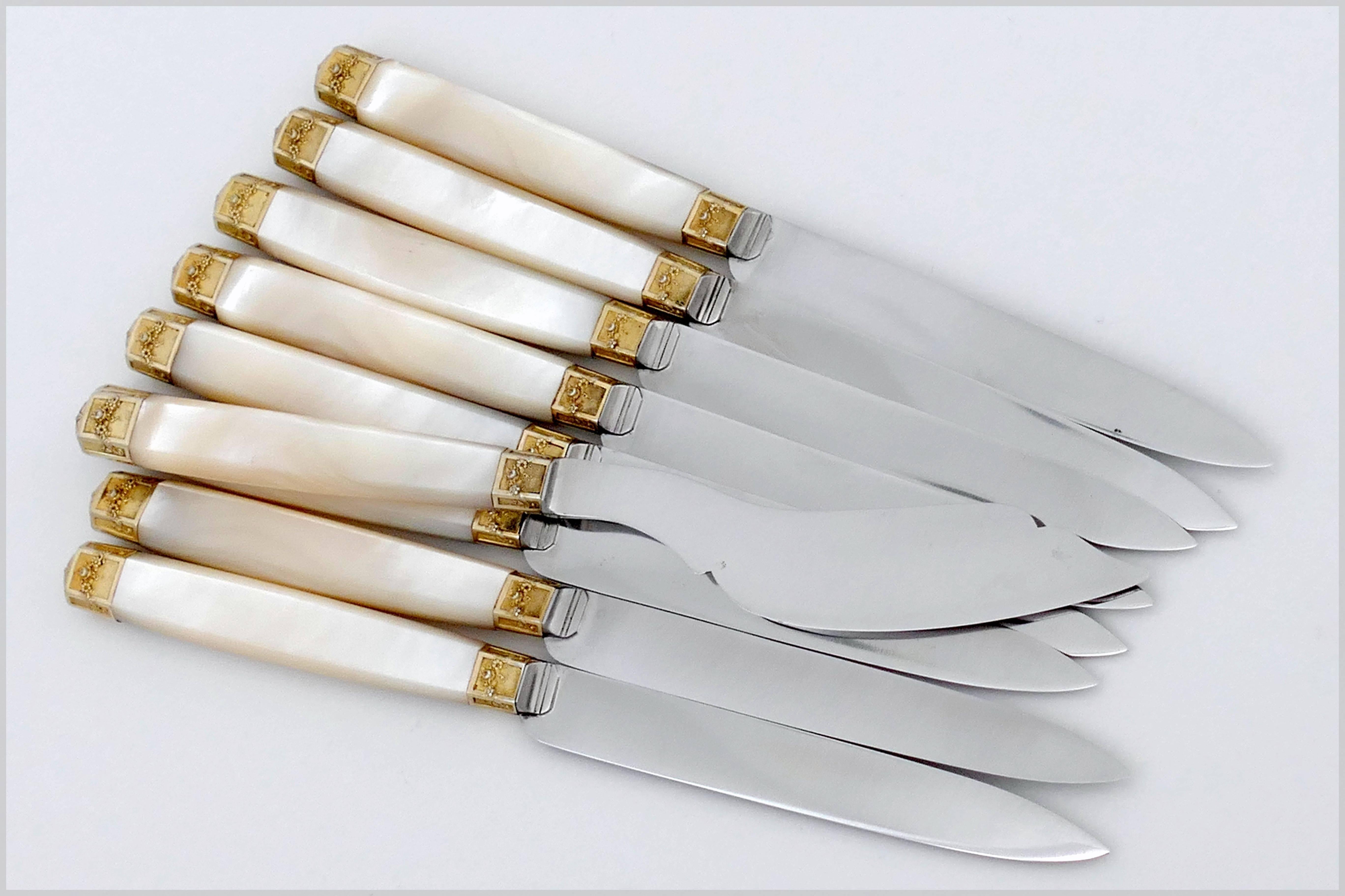 mother of pearl knife set