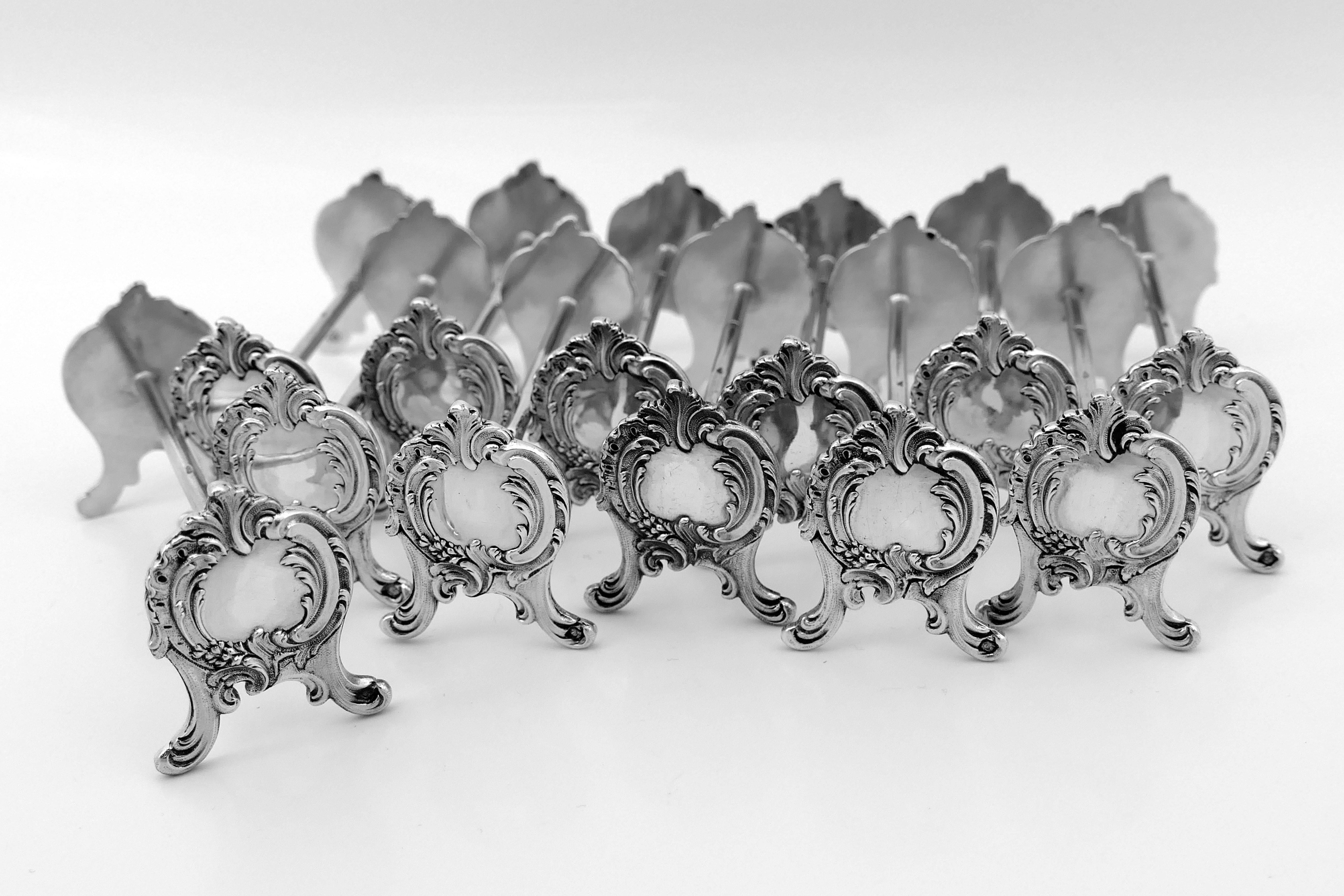 Henin French All Sterling Silver Knife Rests Set of Twelve-Pieces Rococo 3