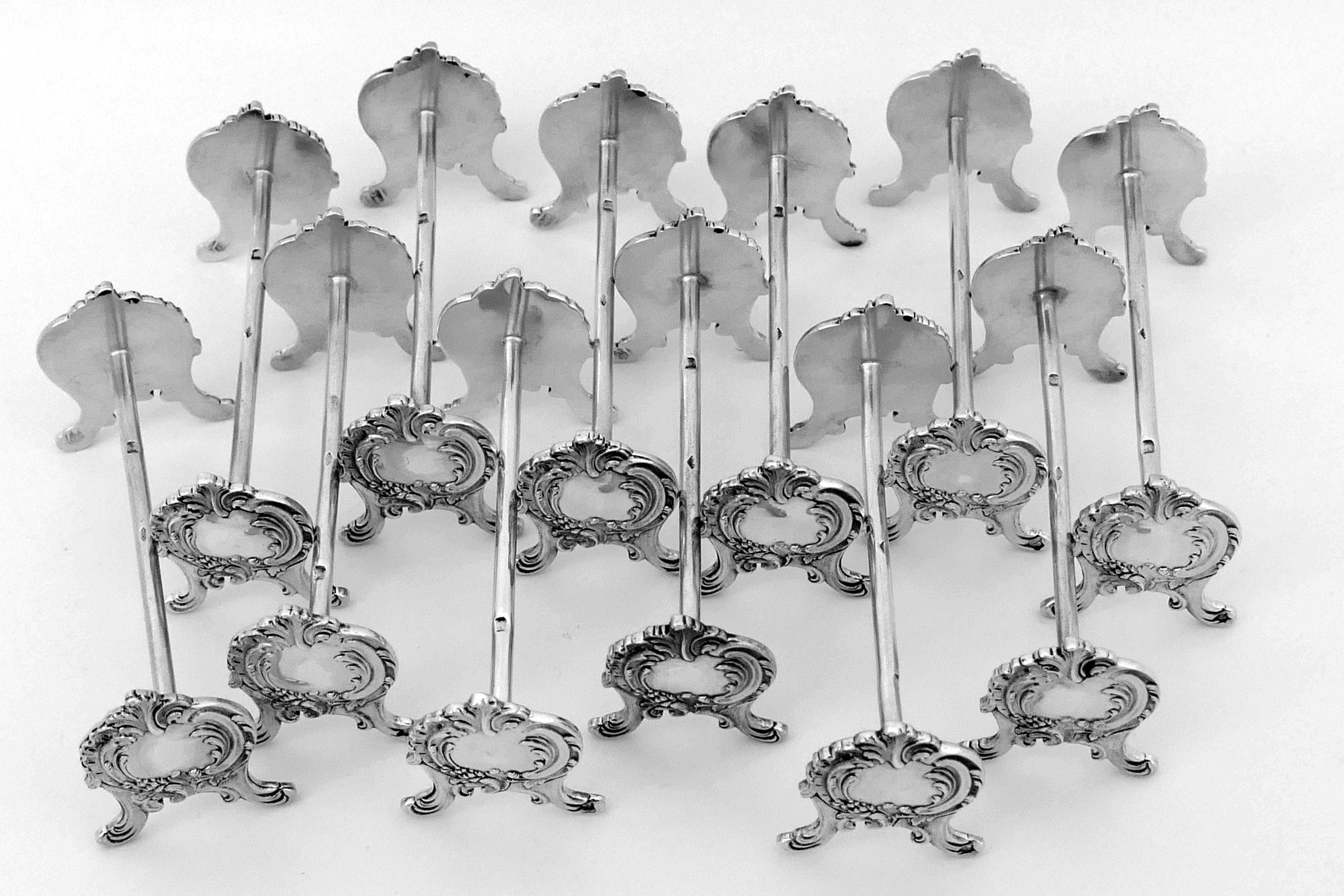 Henin French All Sterling Silver Knife Rests Set of Twelve-Pieces Rococo 4