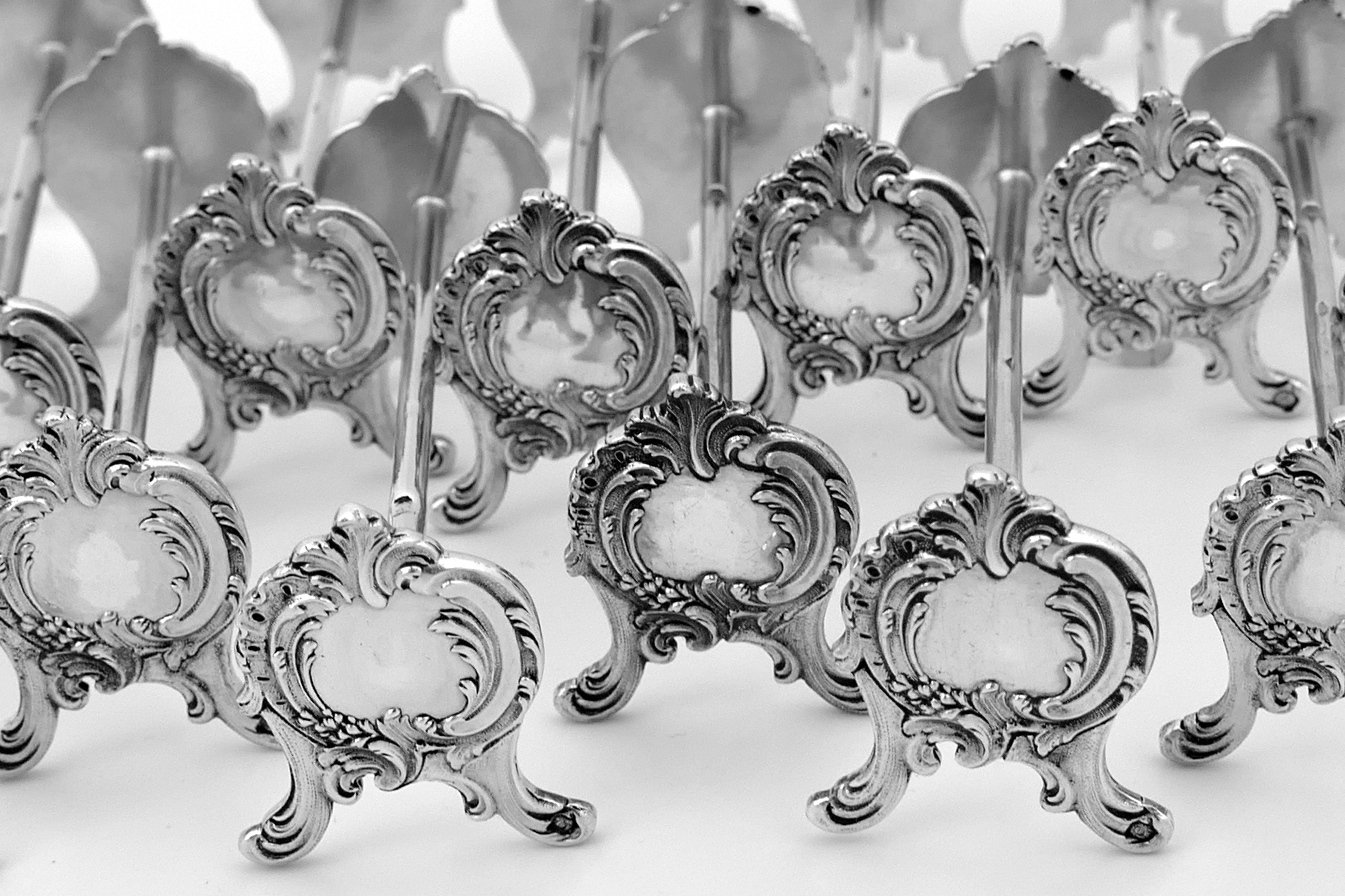 Henin French All Sterling Silver Knife Rests Set of Twelve-Pieces Rococo 5