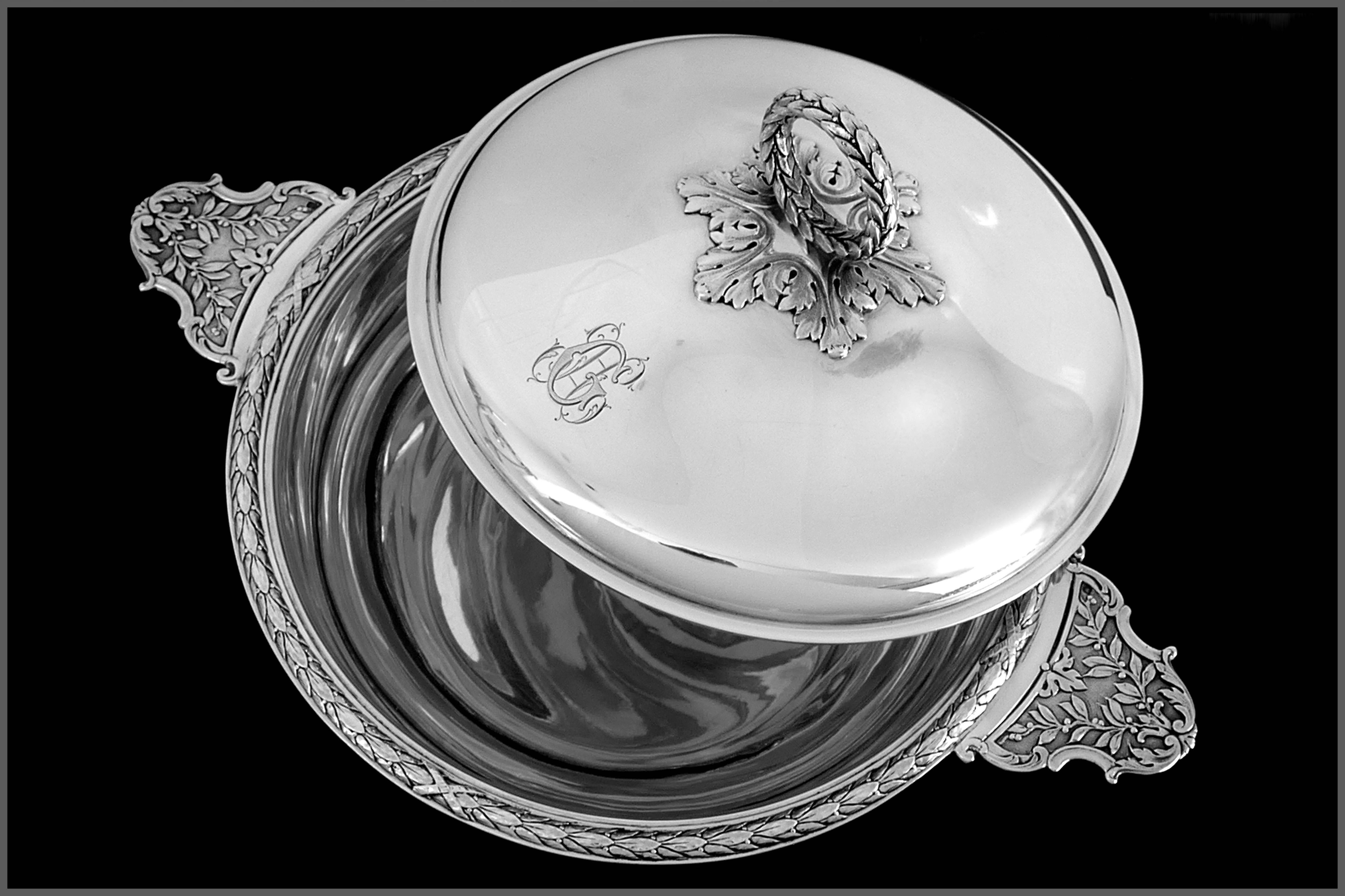 Late 19th Century Lapeyre French Sterling Silver Ecuelle Covered Serving Dish/Tureen Neoclassical