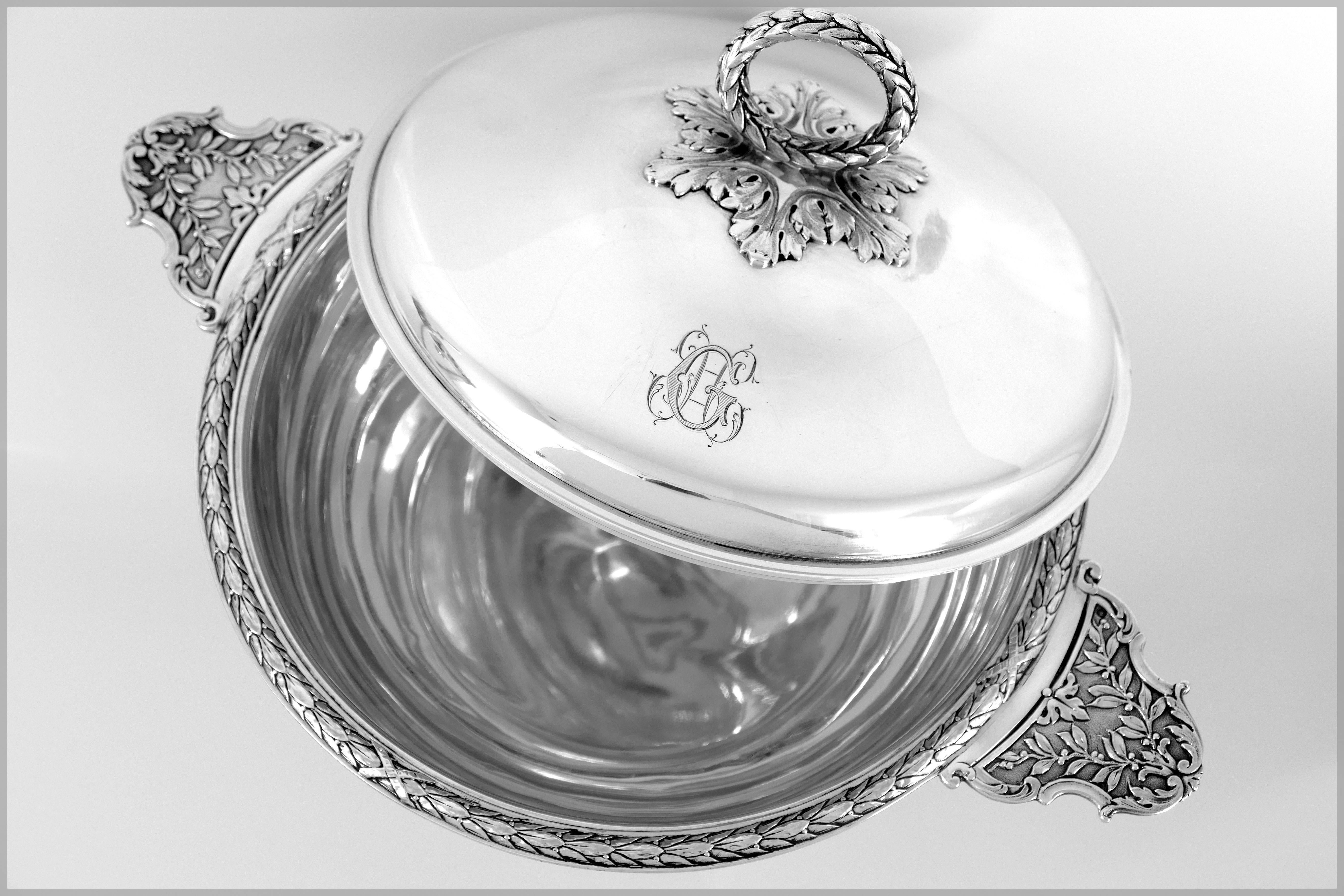 Lapeyre French Sterling Silver Ecuelle Covered Serving Dish/Tureen Neoclassical 3