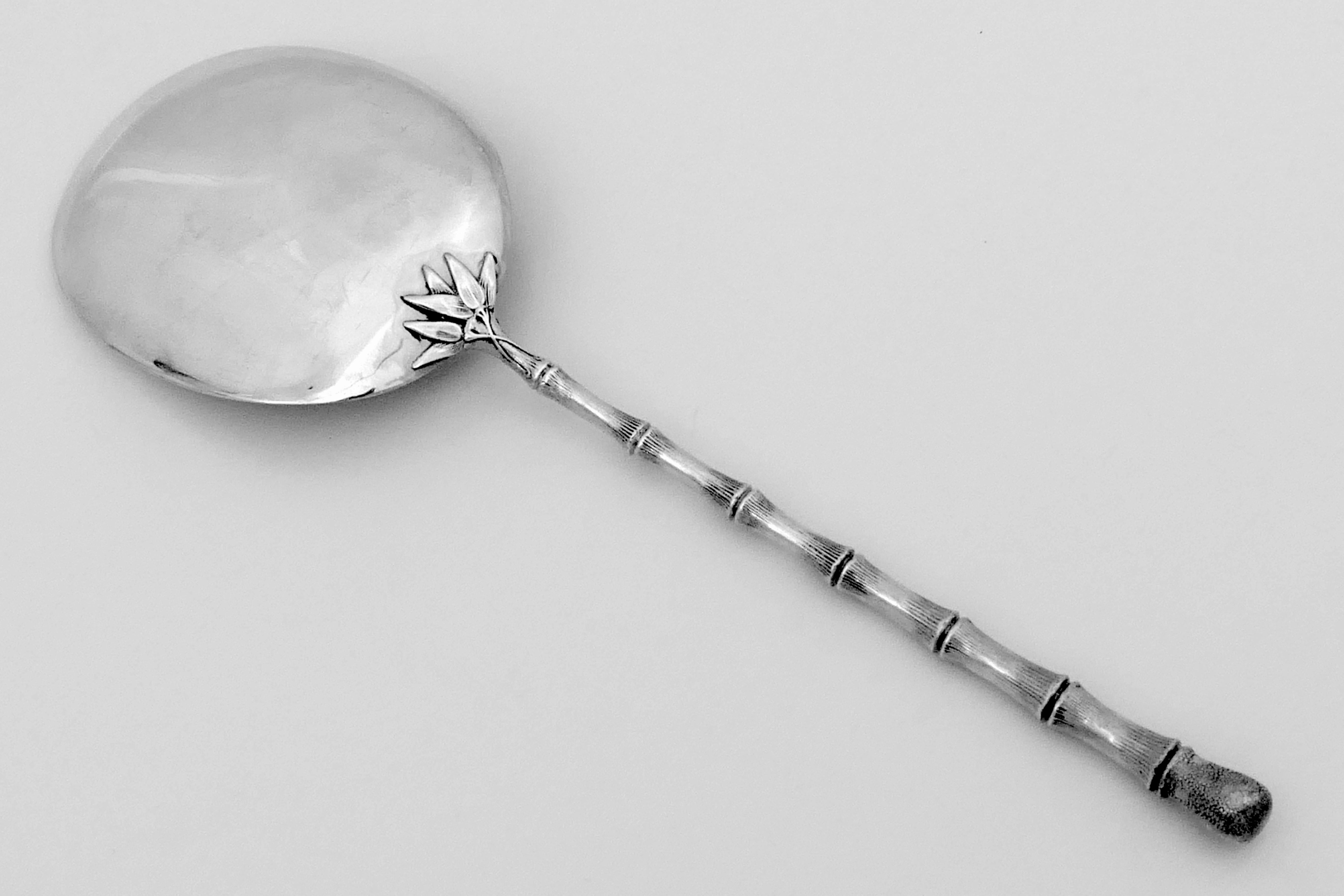 Japonisme Puiforcat Rare French Sterling Silver Ice Cream Spoon Bamboo Model