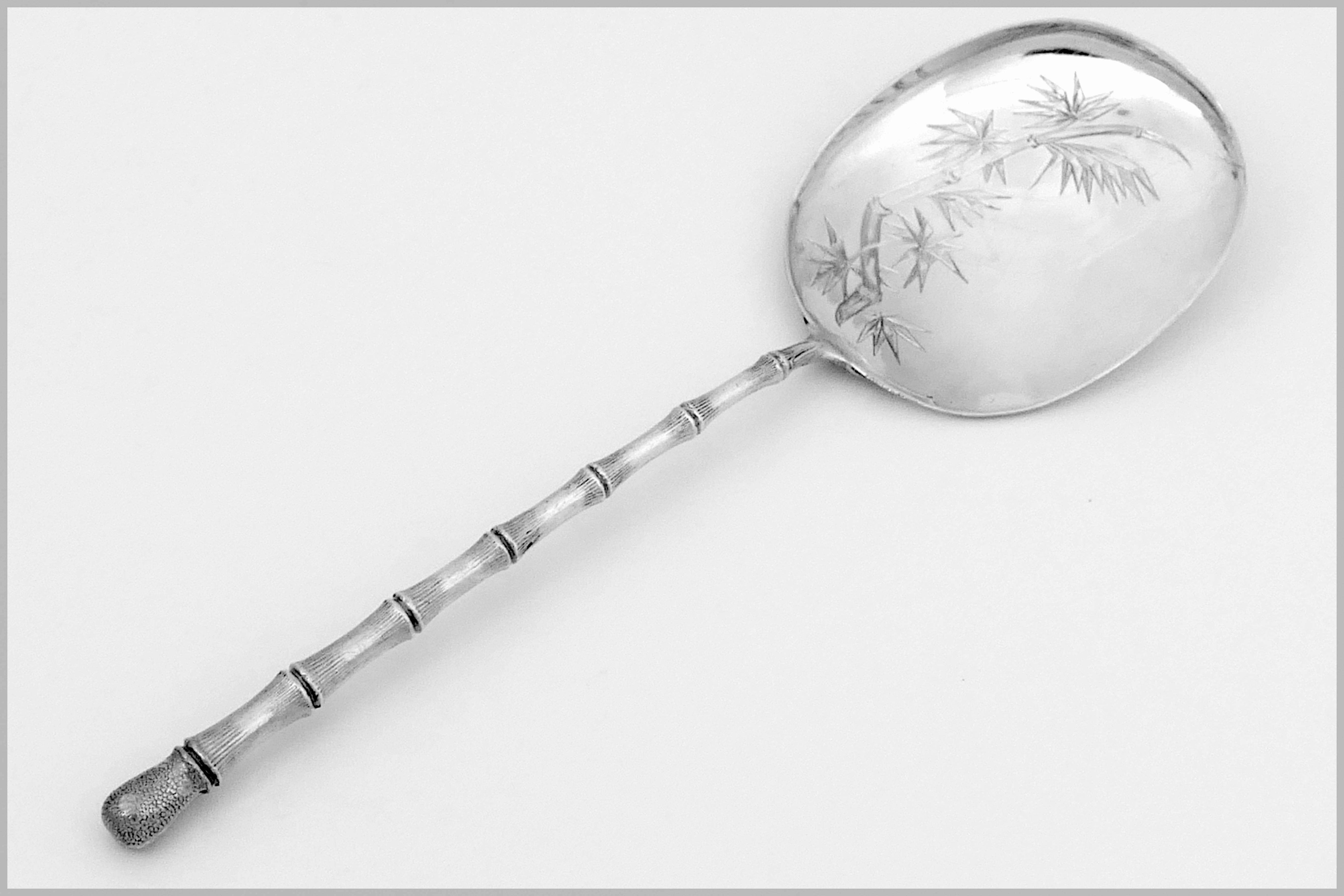 Late 19th Century Puiforcat Rare French Sterling Silver Ice Cream Spoon Bamboo Model