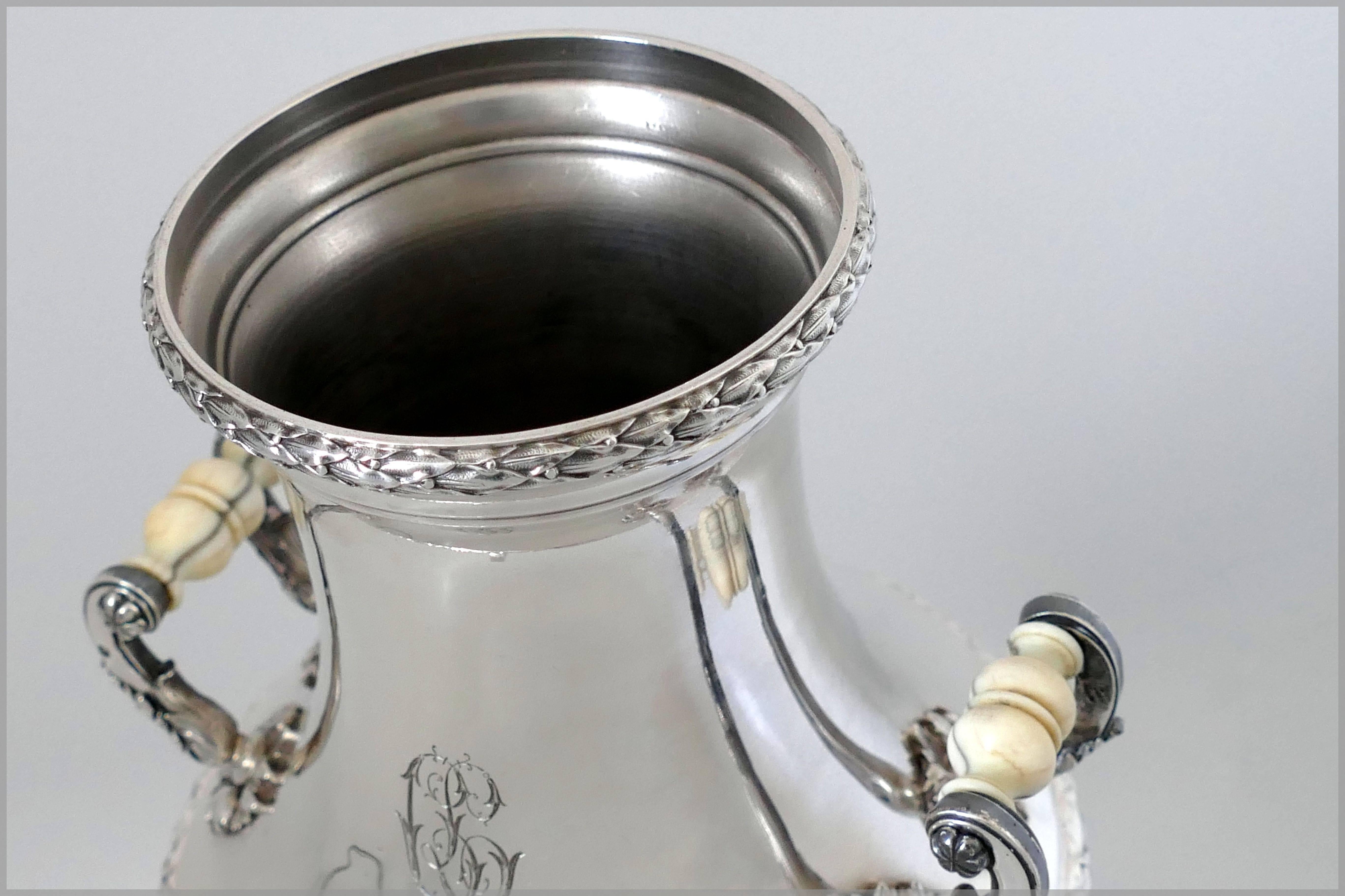 Tetard Majestic French Sterling Silver Louis XVI Samovar / Hot Water Urn 3
