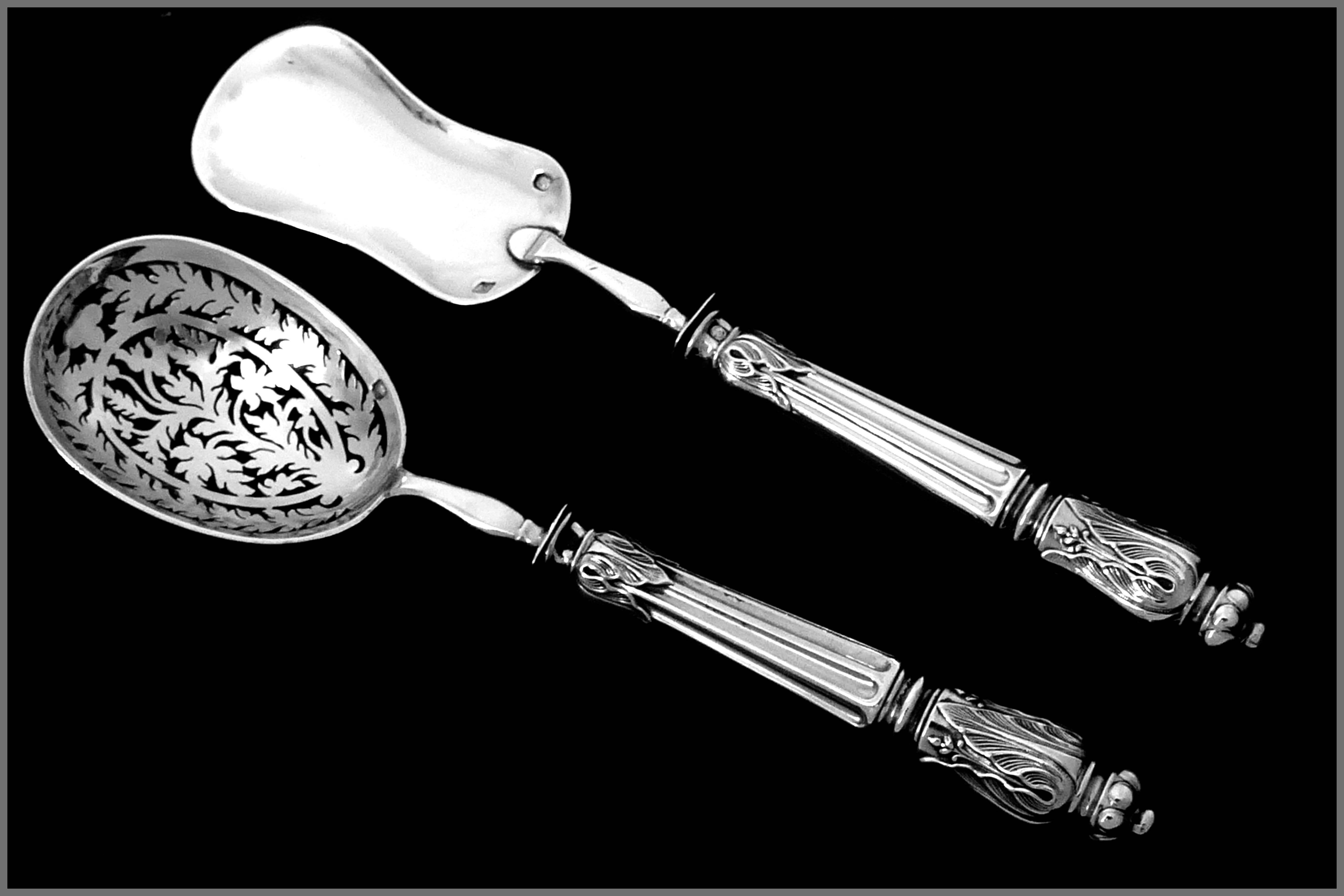 Mid-19th Century Puiforcat French All Sterling Silver Dessert Hors d'Oeuvre Set Napoleon III For Sale