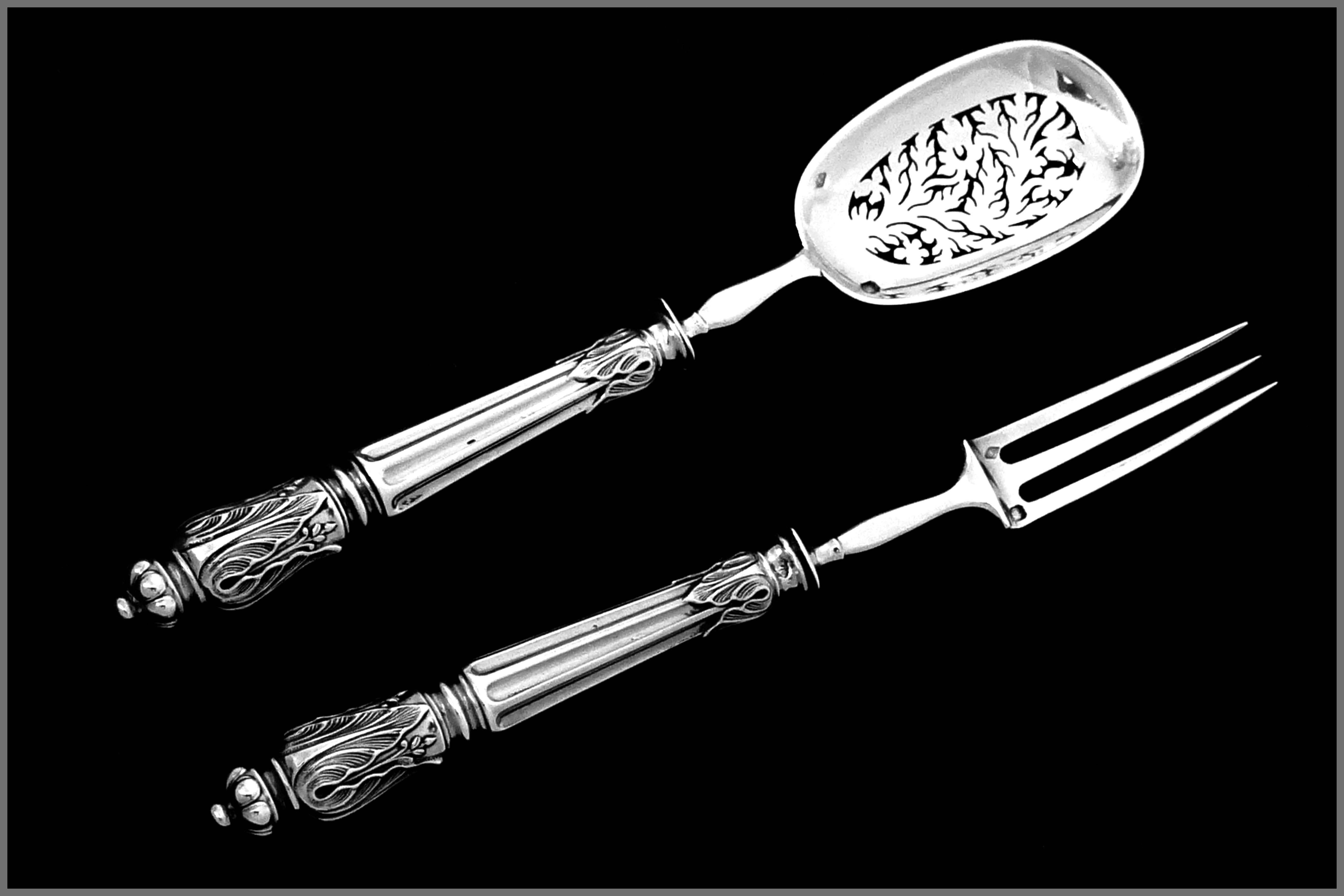 Puiforcat French All Sterling Silver Dessert Hors d'Oeuvre Set Napoleon III For Sale 1