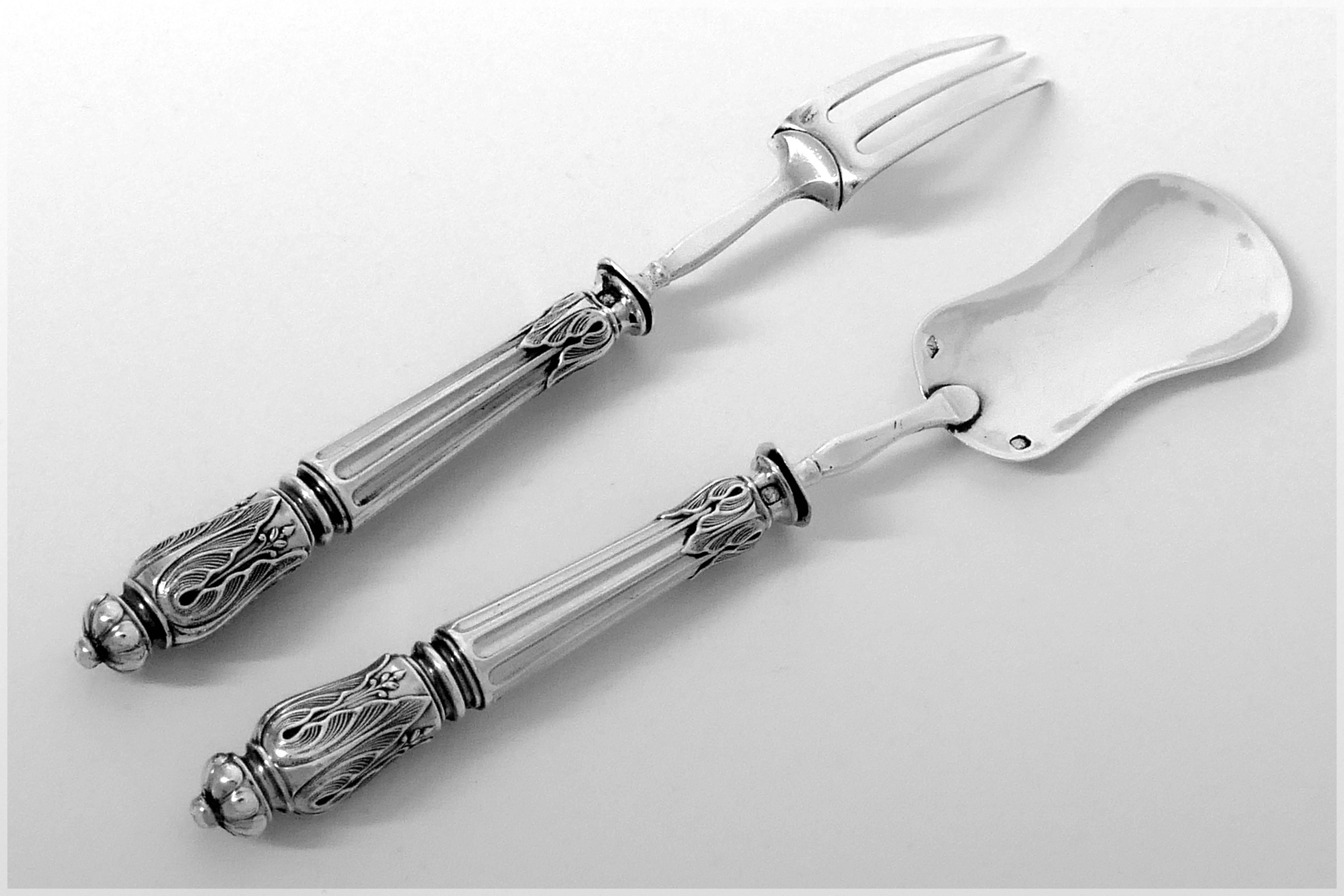 Puiforcat French All Sterling Silver Dessert Hors d'Oeuvre Set Napoleon III For Sale 5