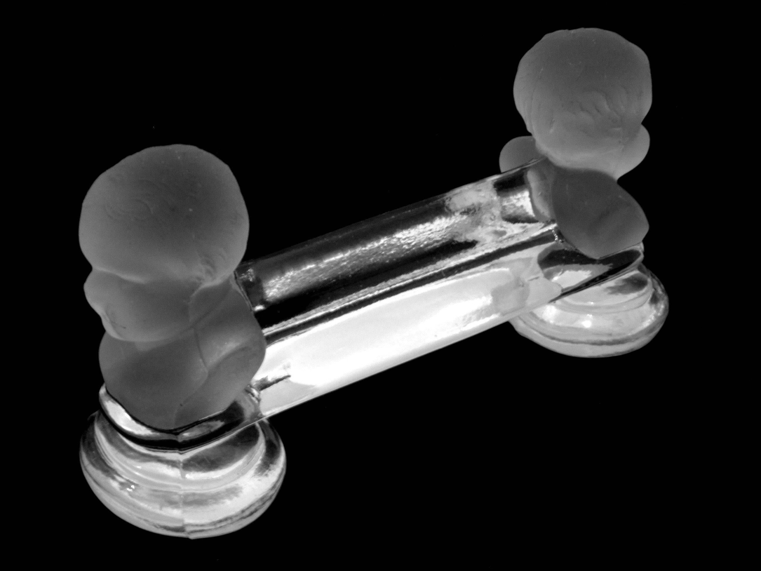 1900 Baccarat French Crystal Knife Rests Set Twelve Pieces Cherub Model 1