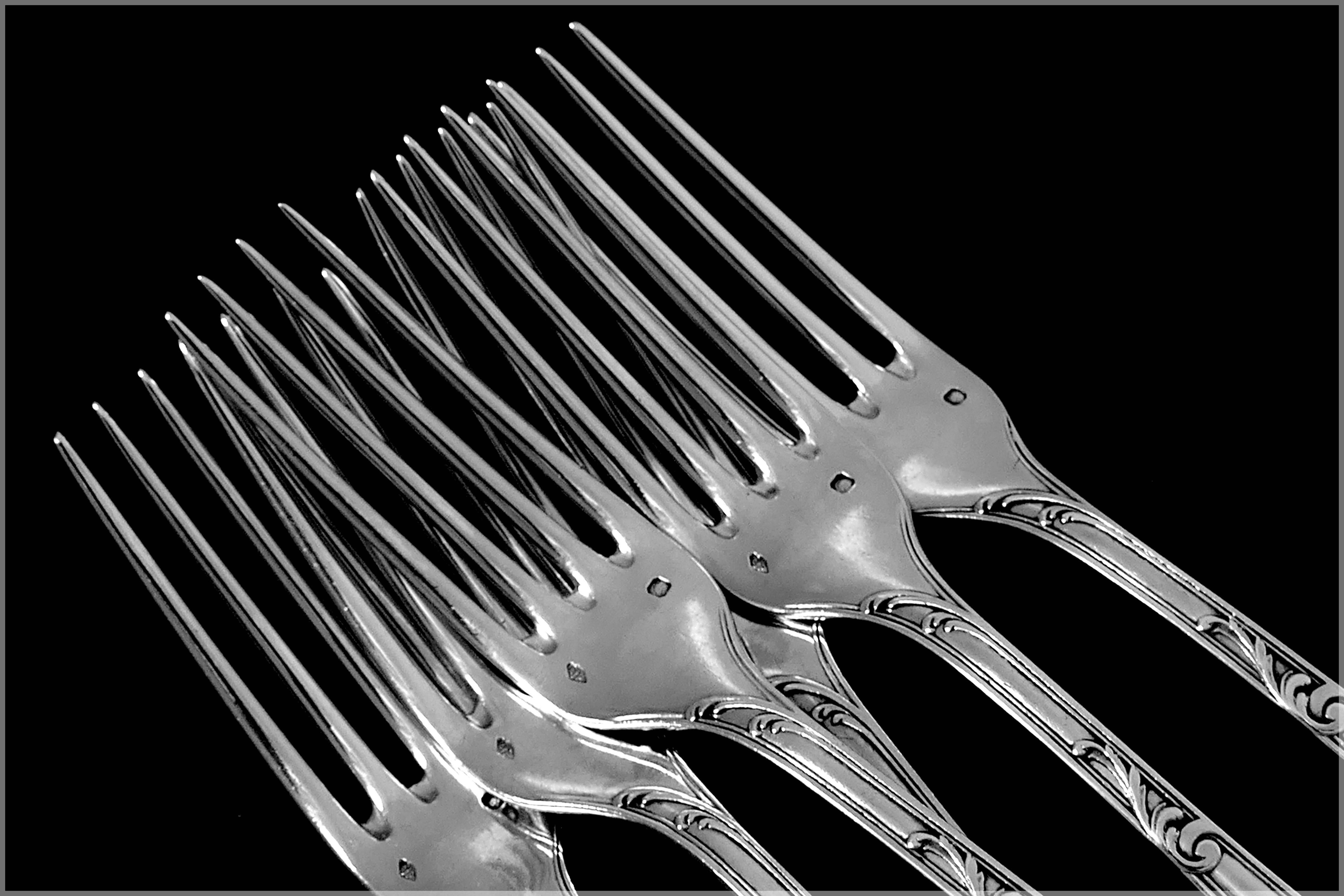Puiforcat Fabulous French Sterling Silver Dinner Flatware Set 12 Pieces, Rococo For Sale 5