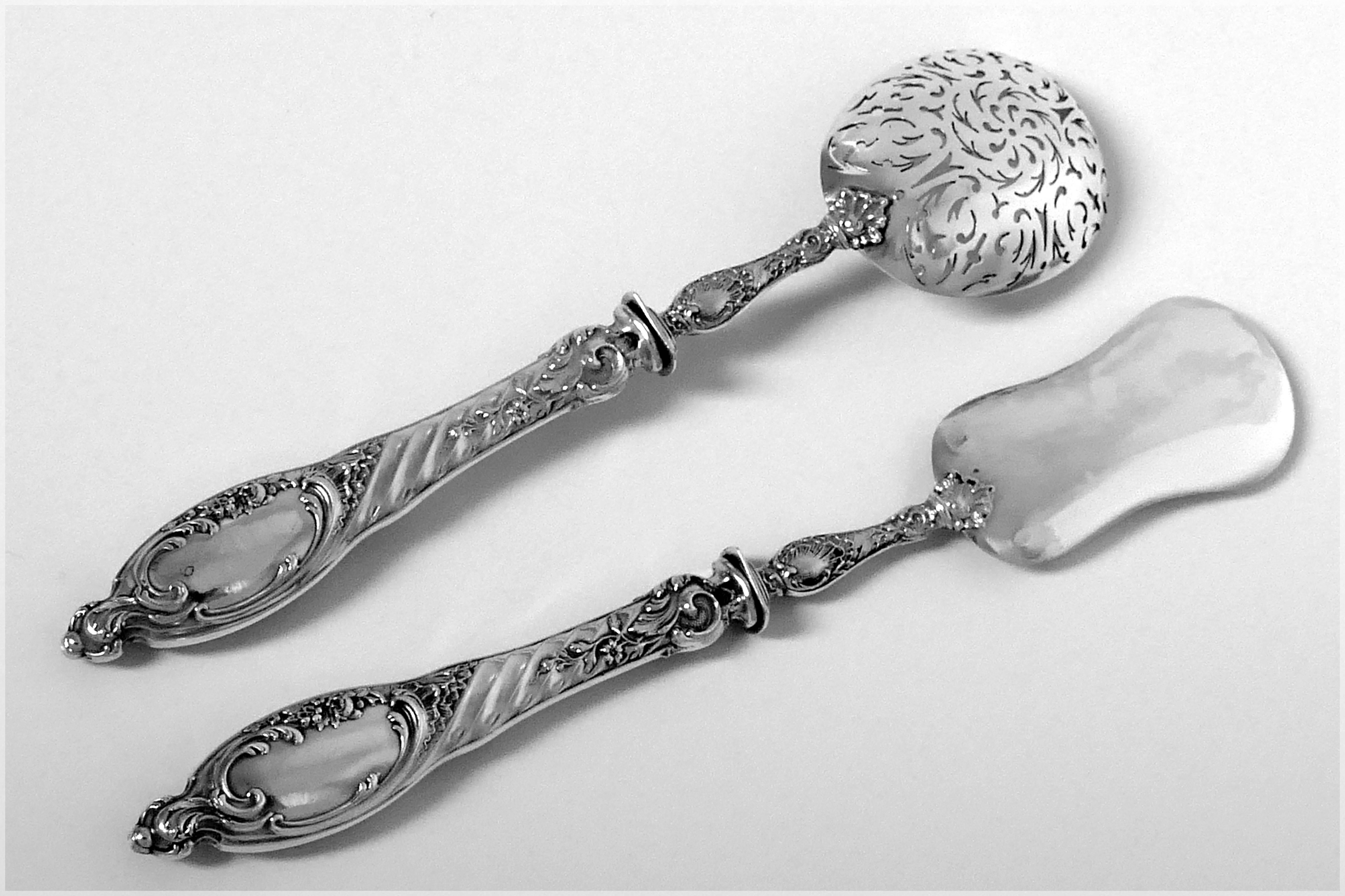 Puiforcat French All Sterling Silver Dessert Hors D'oeuvre Set Rococo For Sale 5