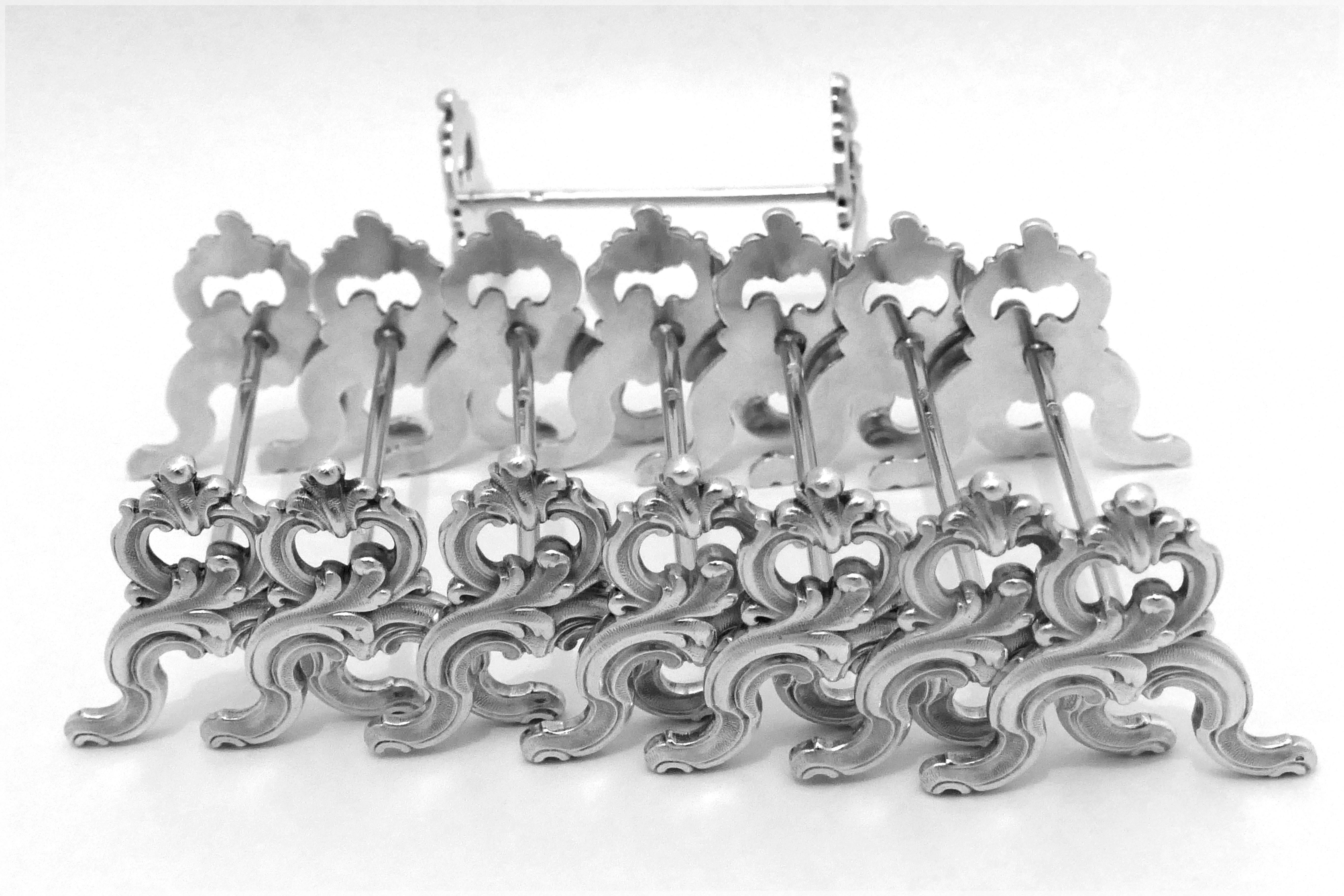 Piault Linzeler Rare French All Sterling Silver Knife Rests Set Eight Pieces 1