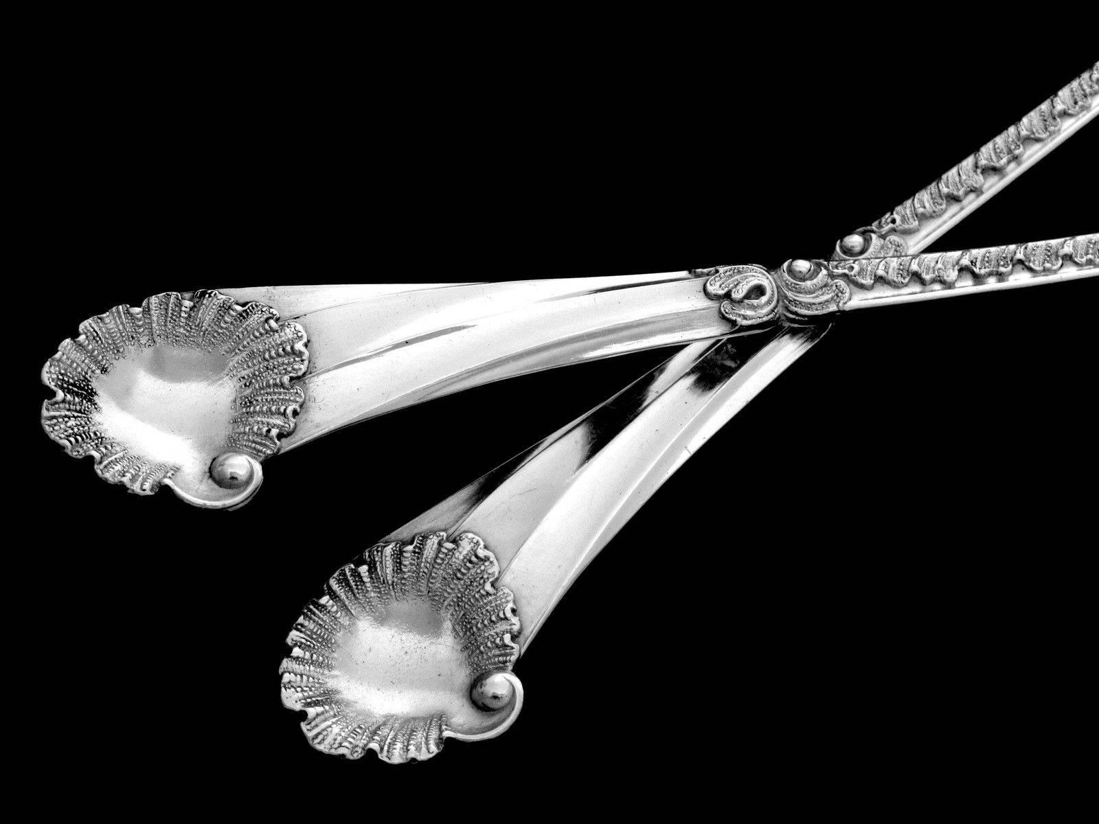 Rococo Soufflot Rare French All Sterling Silver 18-Karat Gold Ice Cream Servers For Sale