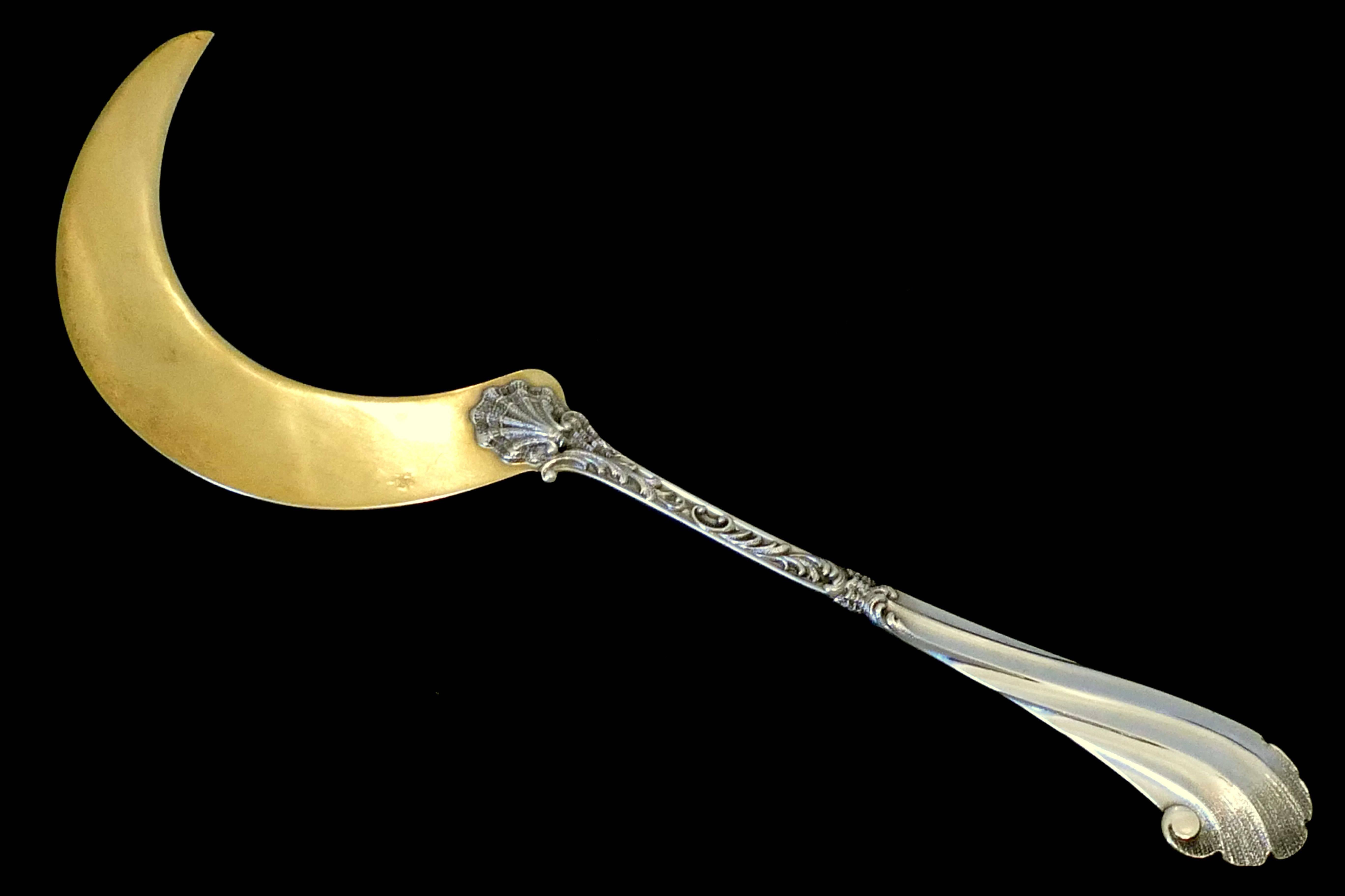 Soufflot Rare French All Sterling Silver 18-Karat Gold Ice Cream Servers For Sale 4