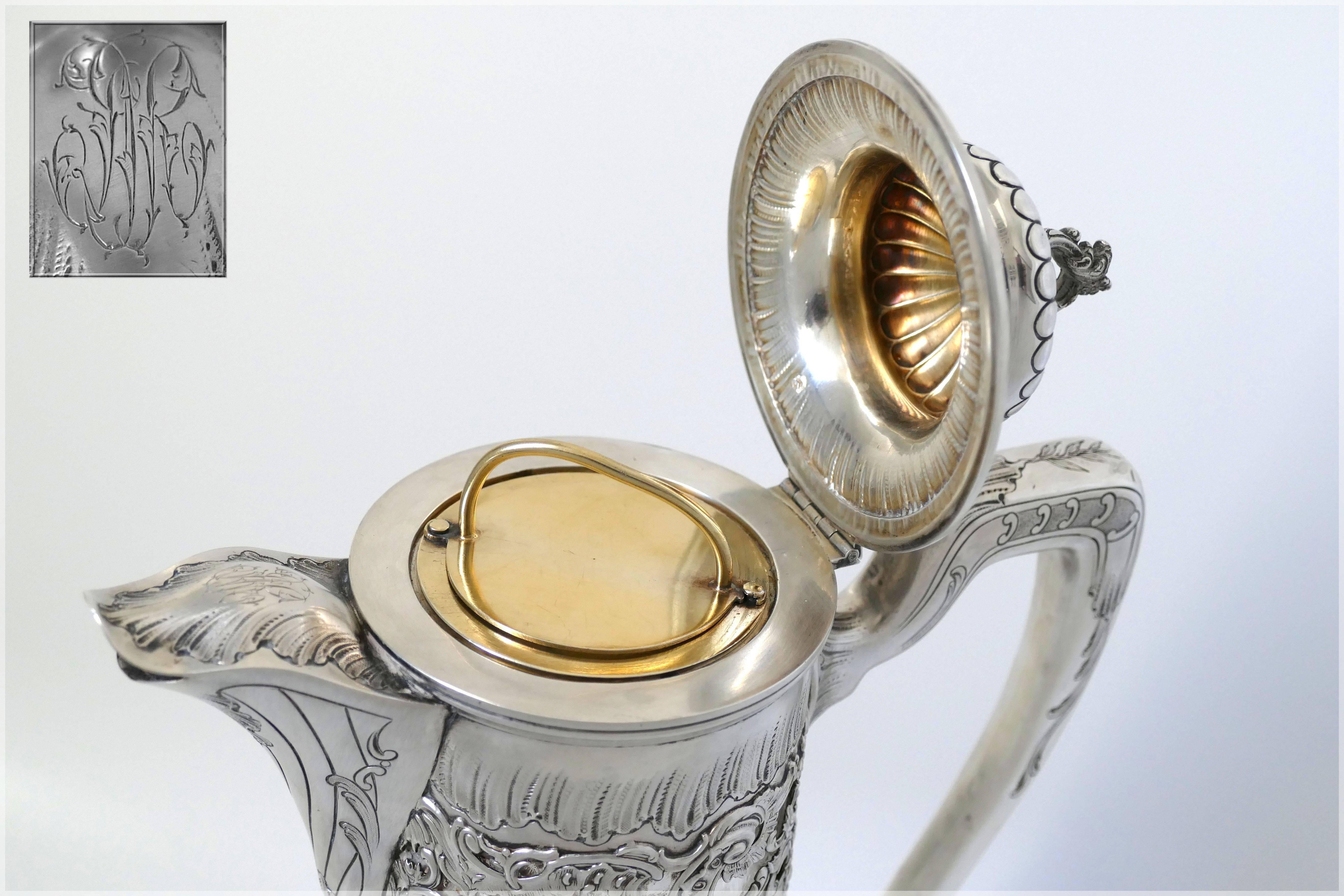 Rare French Sterling Silver Baccarat Crystal Pitchers Pair, Original ...
