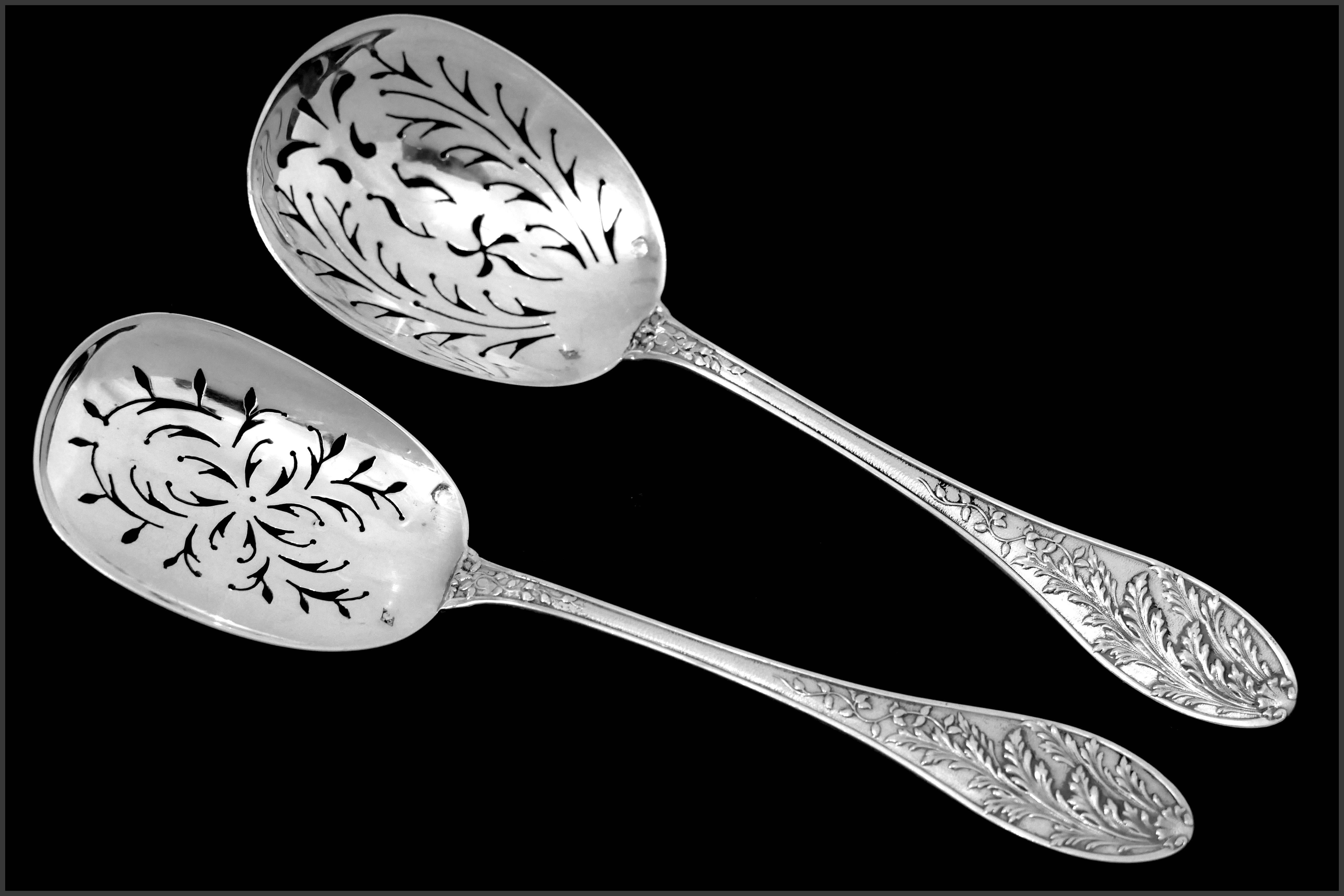 Barrier French All Sterling Silver Dessert Hors D'oeuvre Set Box Foliage 1
