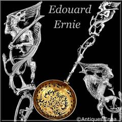 Ernie Masterpiece French Sterling Silver 18-karat Gold Sugar Sifter Spoon Dragon