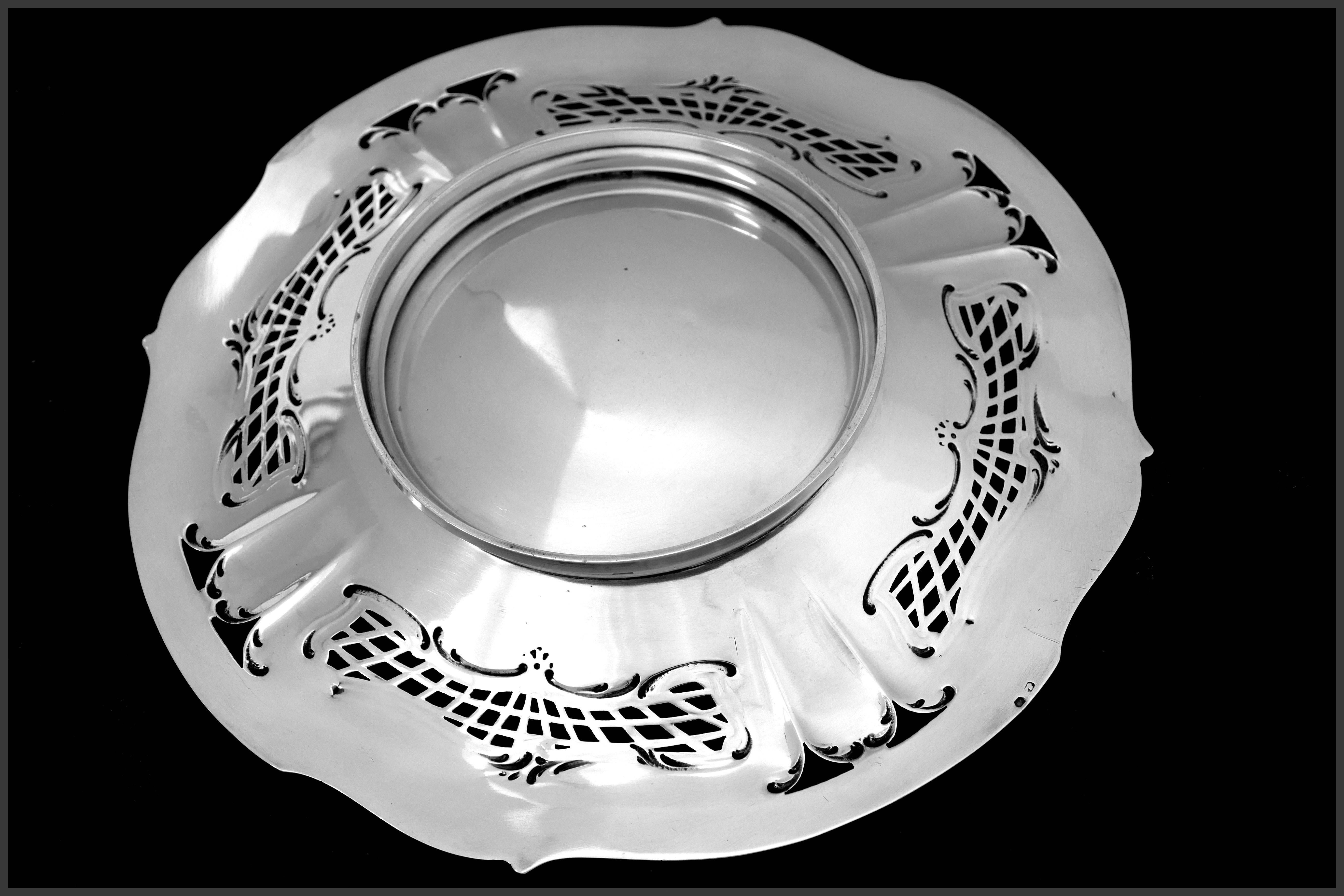 Henin Fabulous French All Sterling Silver Compote, Serving Dish, Tray Rococo For Sale 5